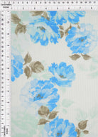 MESH-MS11423 IVORY/BLUE BLOUSE BODYSUIT CAMI DIGITAL PRINT FLOCKING FLORAL FLOWER LOUNGEWEAR MESH POLYESTER SPANDEX STRETCH TOPS TUNICS