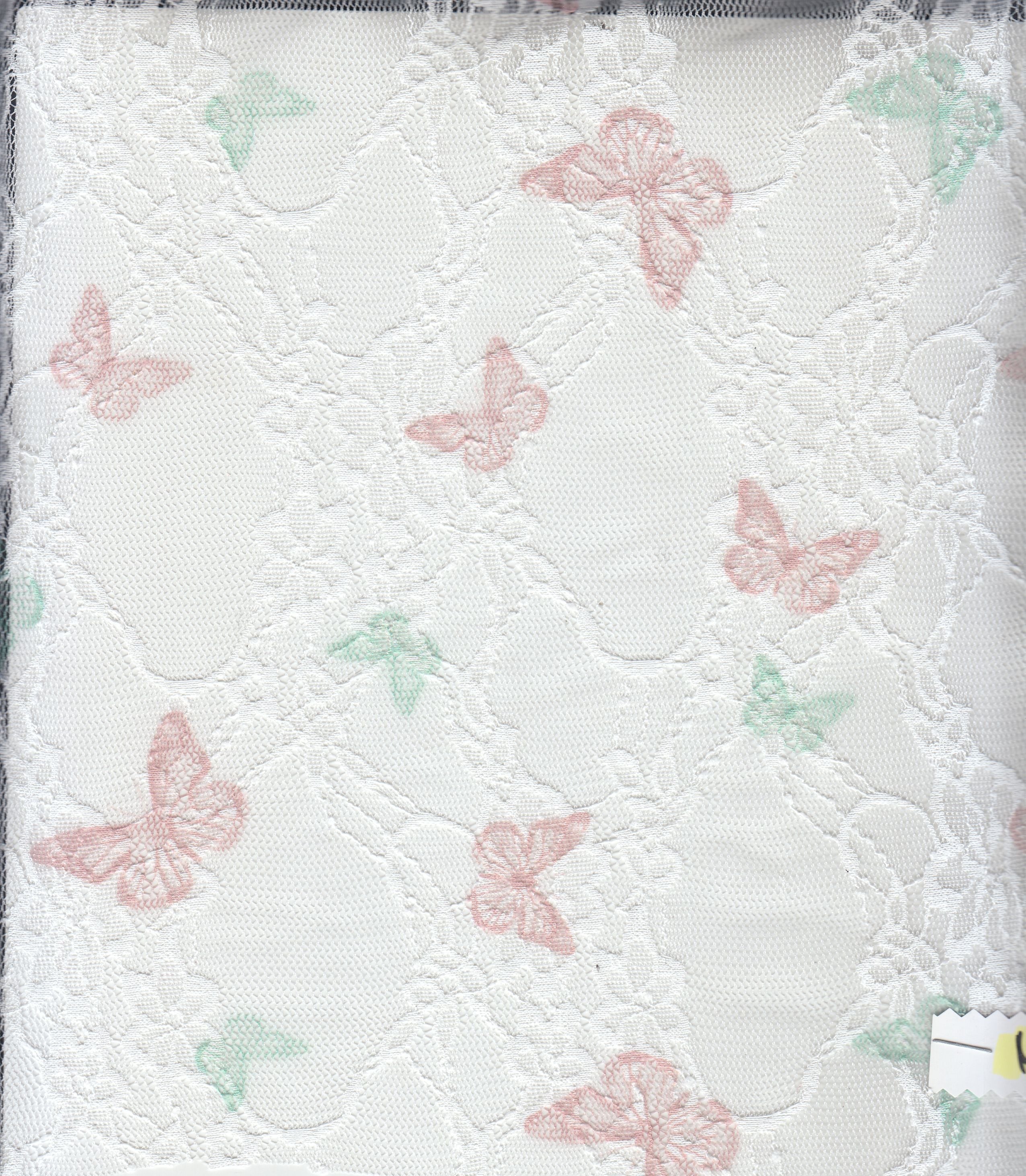 LACE1483-M11481 IVORY/PEACH BLOUSE BOTTOMS BUTTERFLY DIGITAL PRINT DRESS LACE PANTS POLYESTER SKIRTS SPANDEX TOPS