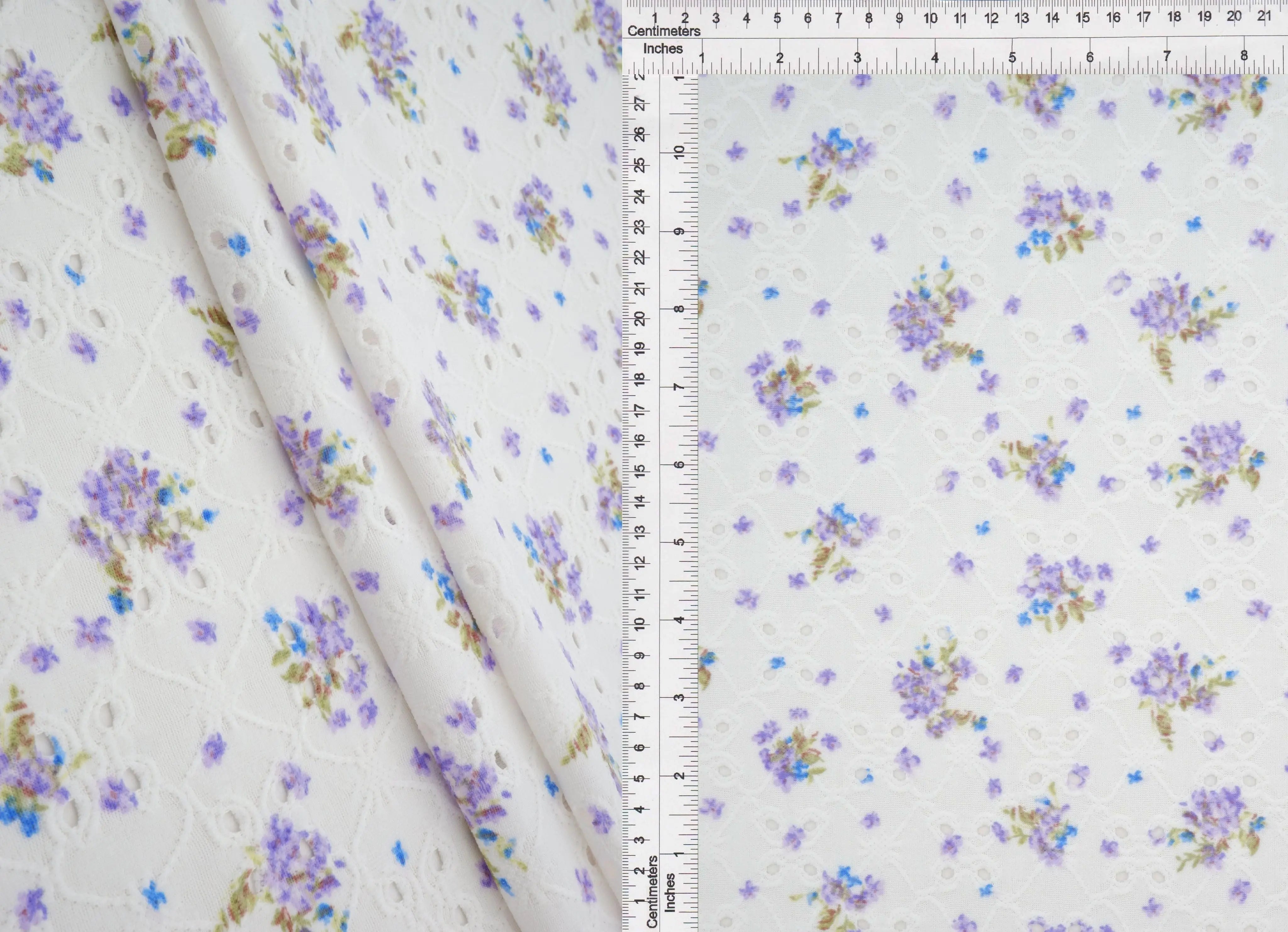 KNT4187-MS11485 VIOLET BODYSUIT CAMI DAISY FLOWER DITSY DOUBLE KNIT DRESS DTY EYELET JACQUARD POLYESTER PRINT SKIRTS SPANDEX TOPS