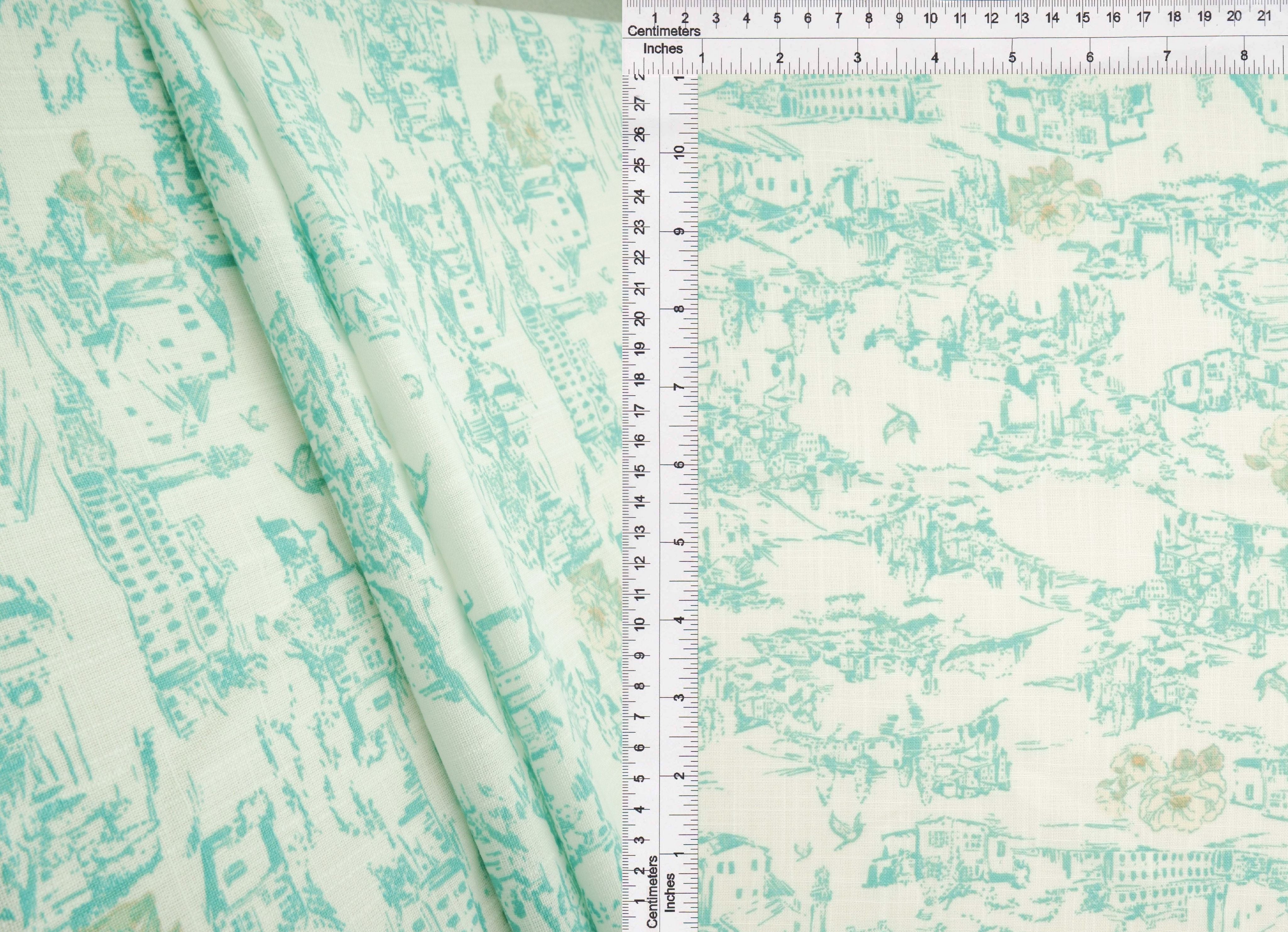 LIN4641-MS11491 AQUA GREEN BLOUSE CAMI DRESS LINEN LOOK PANTS POLYESTER PRINT SKIRTS TOILE TOPS WOVEN