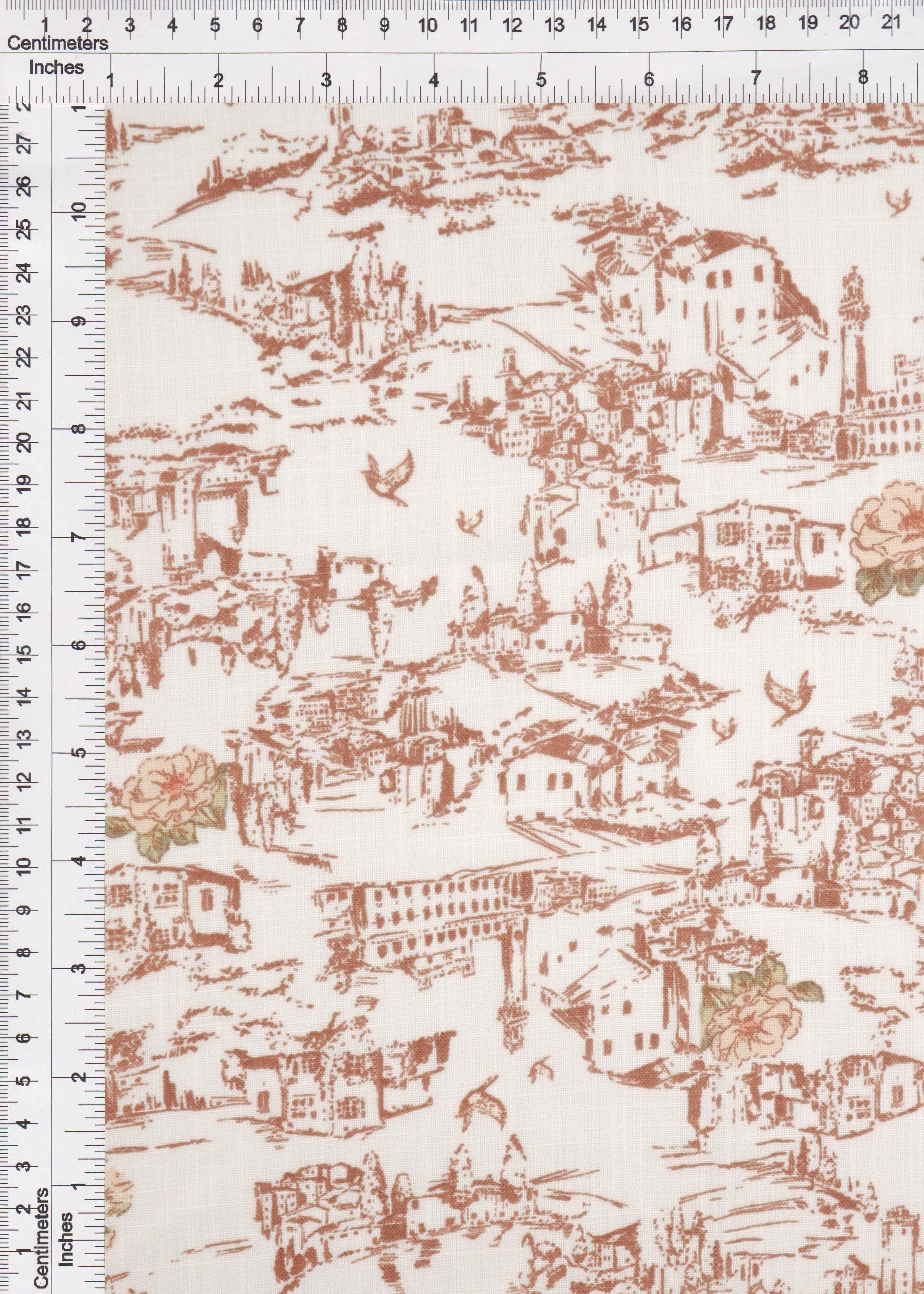LIN4641-MS11491 BROWN COCO BLOUSE CAMI DRESS LINEN LOOK PANTS POLYESTER PRINT SKIRTS TOILE TOPS WOVEN