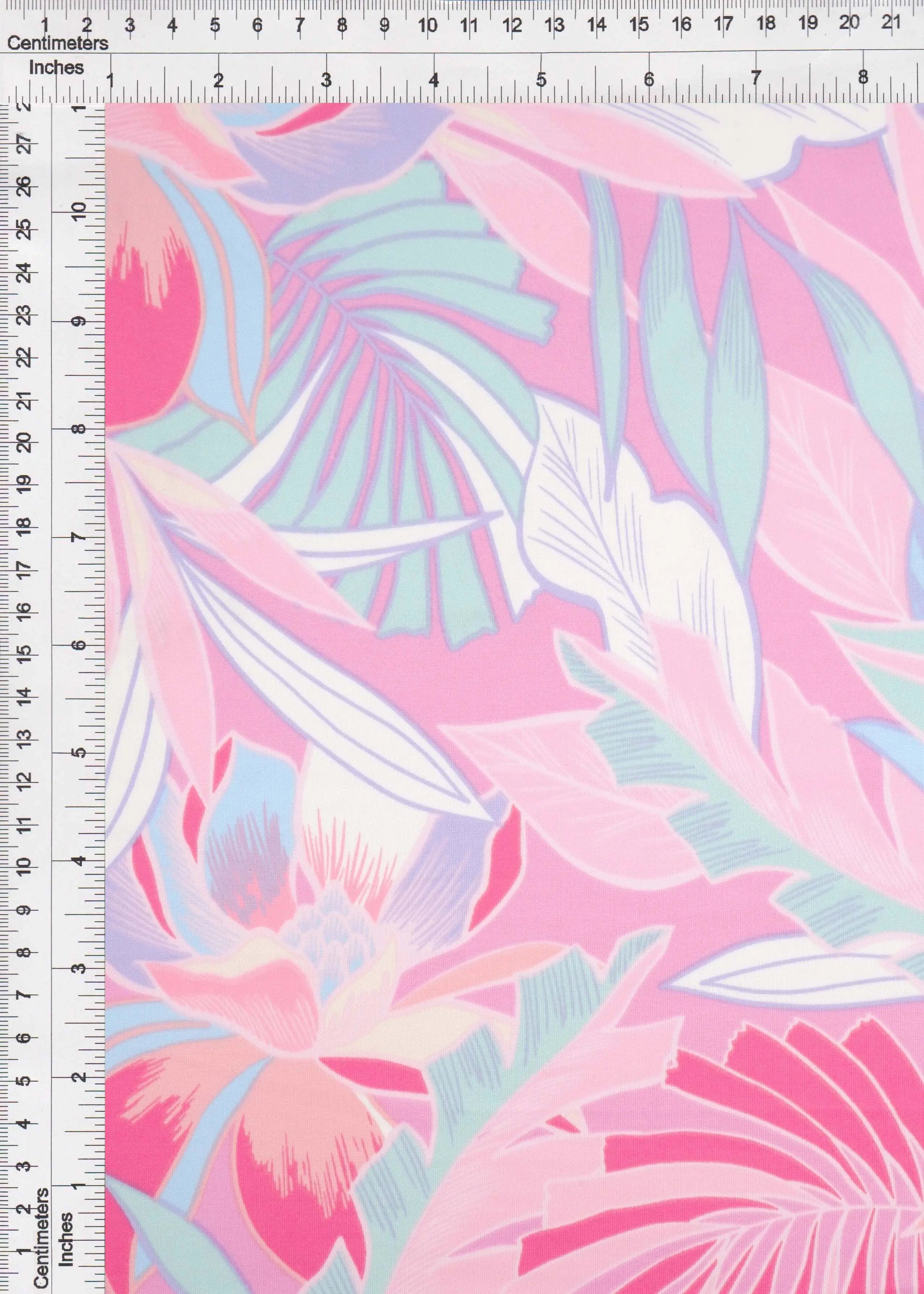 KNT4498-MS11266 PINK ACTIVEWEAR BIKER SHORTS BLOUSE BODYSUIT BOTTOMS CAMI DRESS DTY KNIT LEAF POLYESTER PRINT SKIRTS SPANDEX TOPS TROPICAL