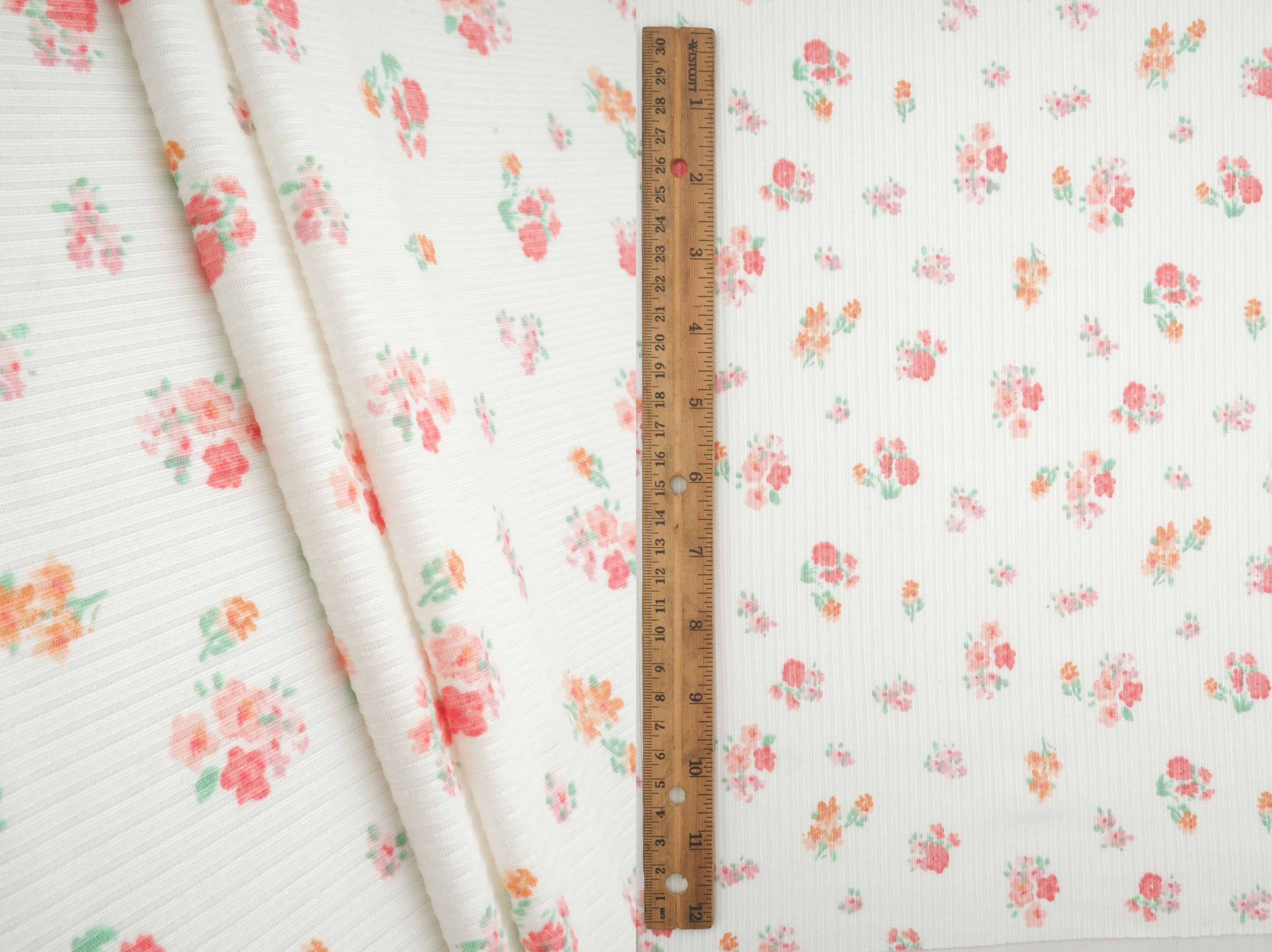 Rib Ditsy Floral Print Knit Fabric   KNT3422-M11002B 