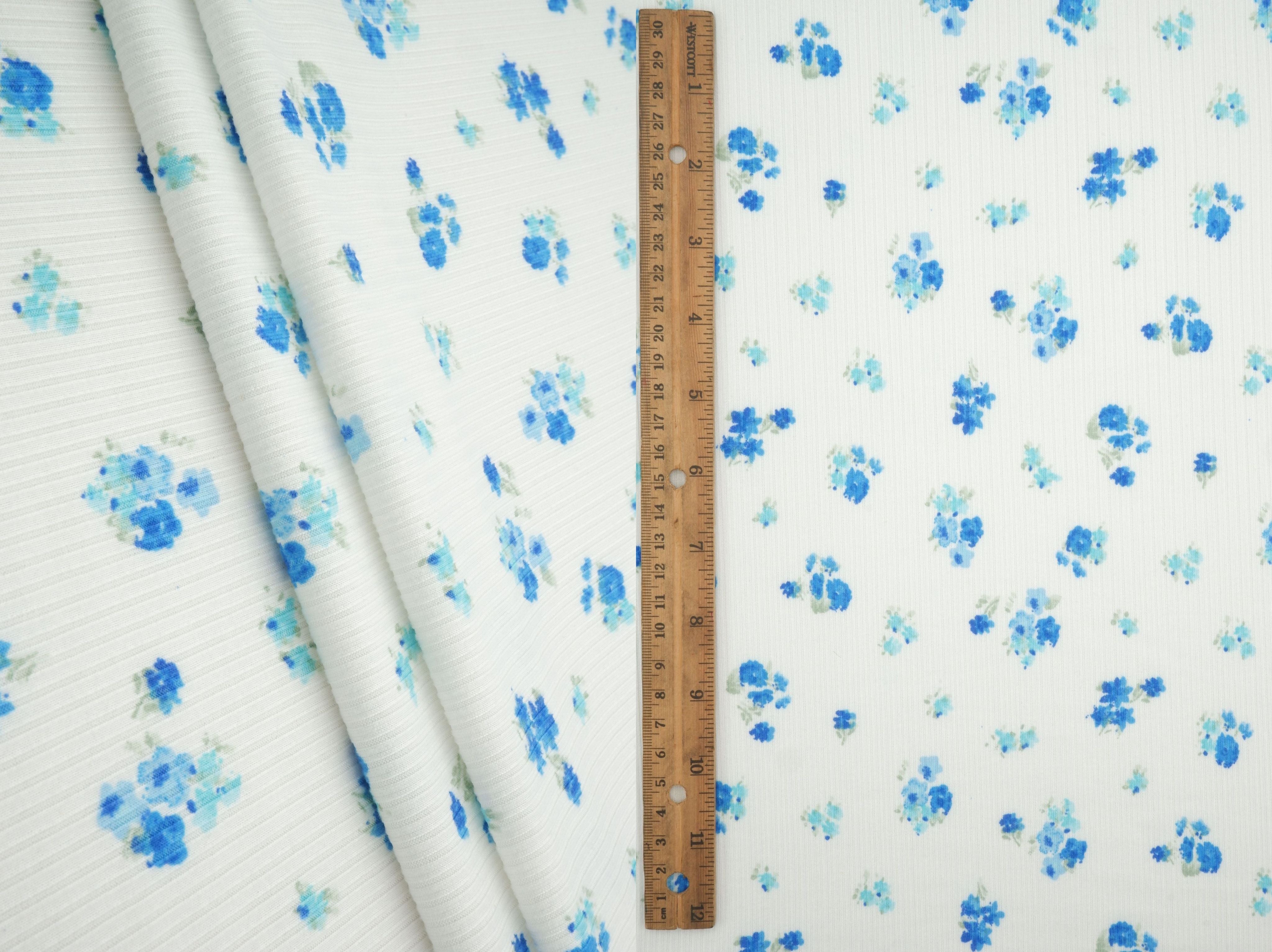 Rib Ditsy Floral Print Knit Fabric   KNT3422-M11002B 