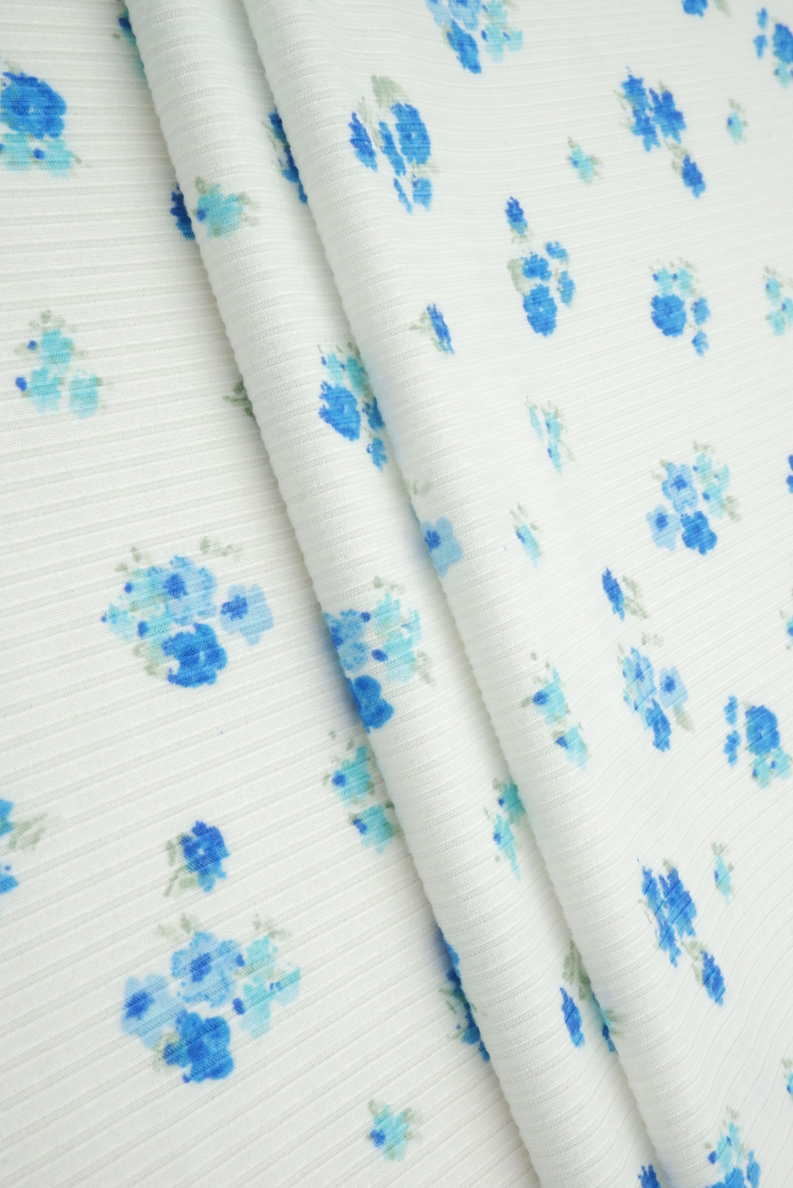 Rib Ditsy Floral Print Knit Fabric   KNT3422-M11002B 