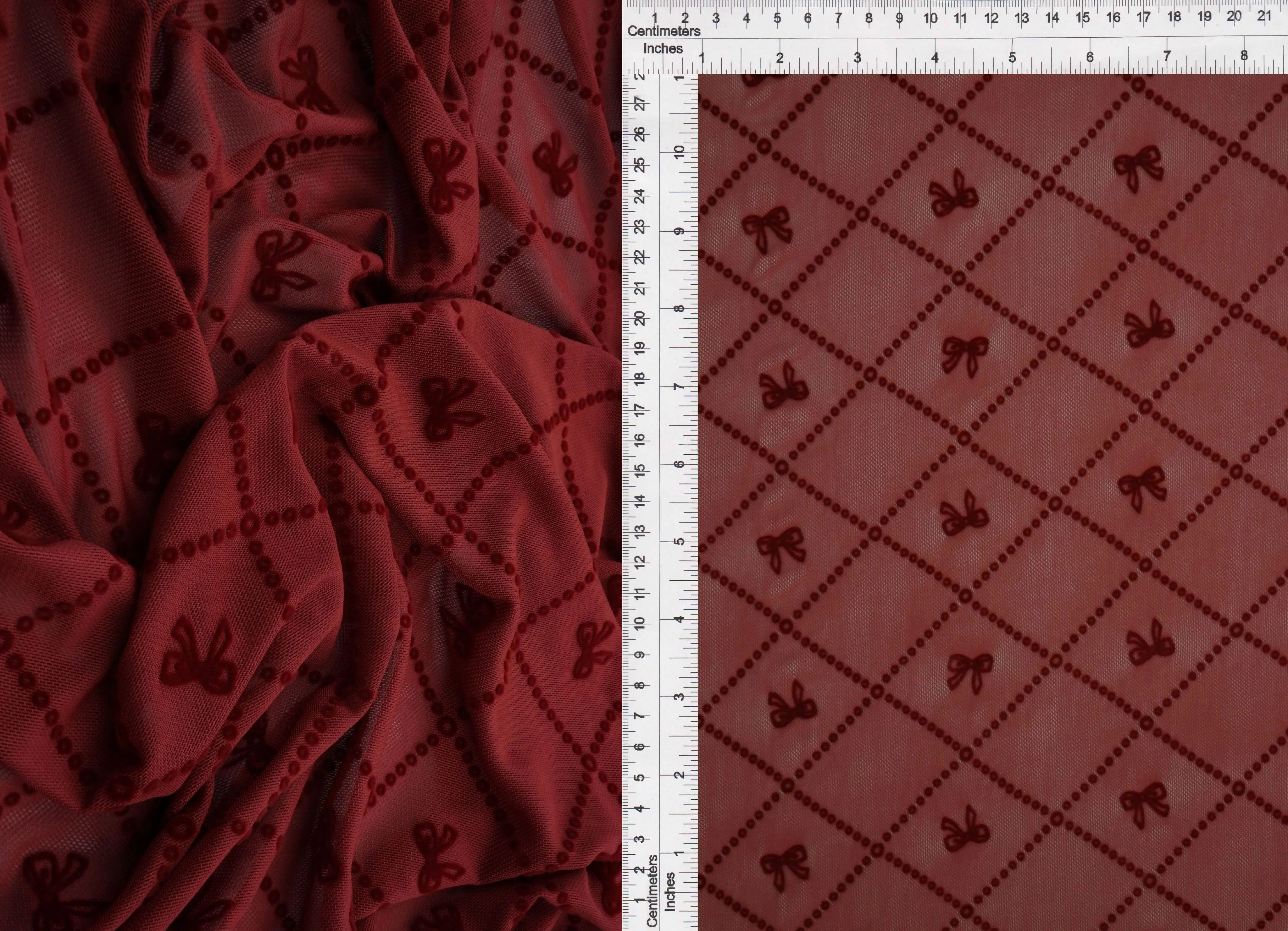 FLOCK-MS11377 CHERRY RED BLOUSE BODYSUIT BOTTOMS CONVERSATIONAL DRESS FLOCKING KNIT MESH PANTS POLYESTER PRINT SKIRTS SPANDEX STRETCH TOPS