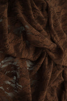 LACE-4481 BROWN BLOUSE BODYSUIT DRESS FLORAL LACE LOUNGEWEAR NO-PRINT NYLON SOLID SPANDEX T-SHIRT TOPS TUNICS