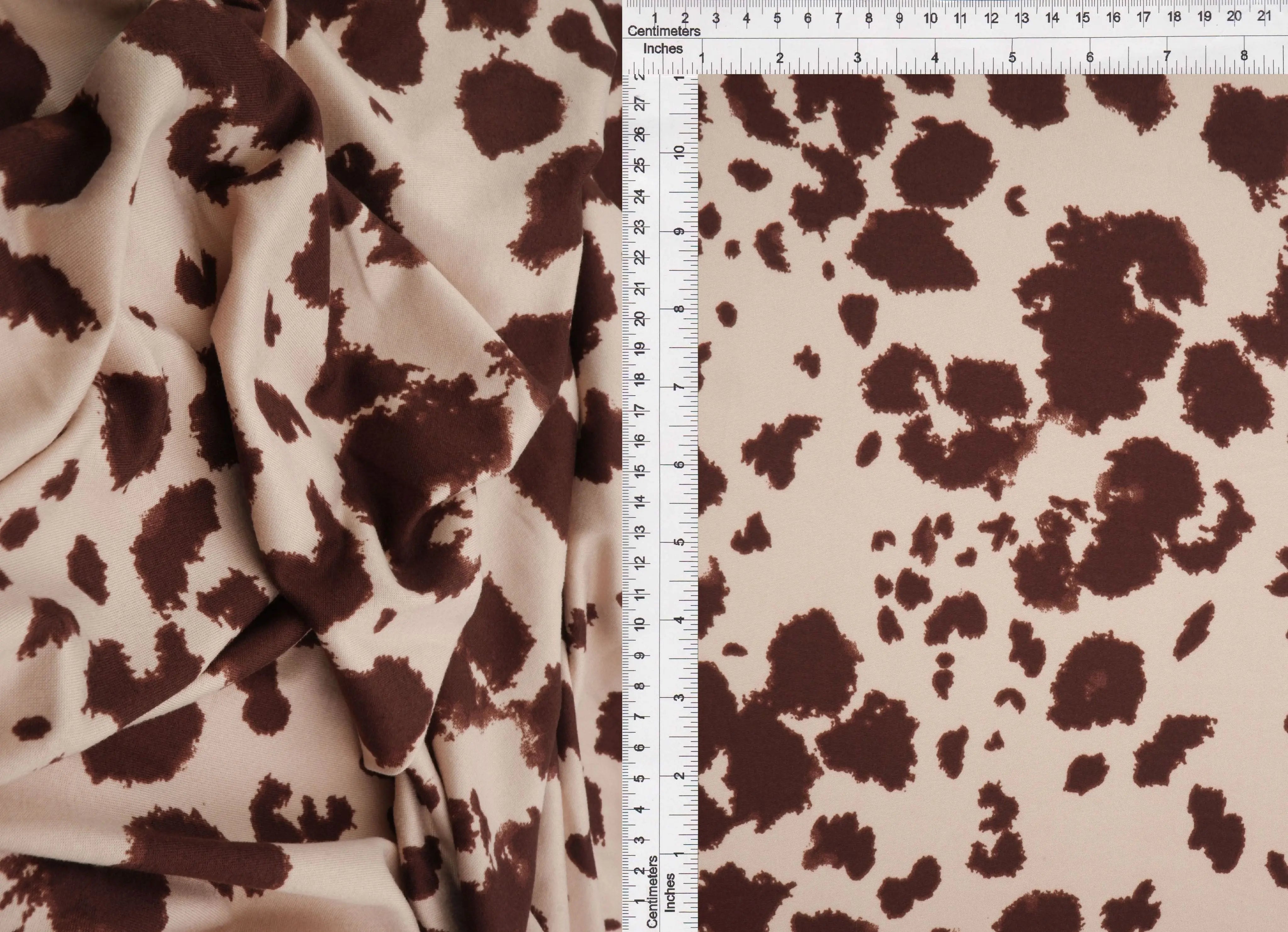 KNT4520-MS11098 TAUPE/BROWN ACTIVEWEAR ANIMAL BIKER SHORTS BLOUSE BODYSUIT BOTTOMS CAMI COW DRESS KNIT PANTS POLYESTER PRINT SKIRTS SPANDEX STRETCH TOPS