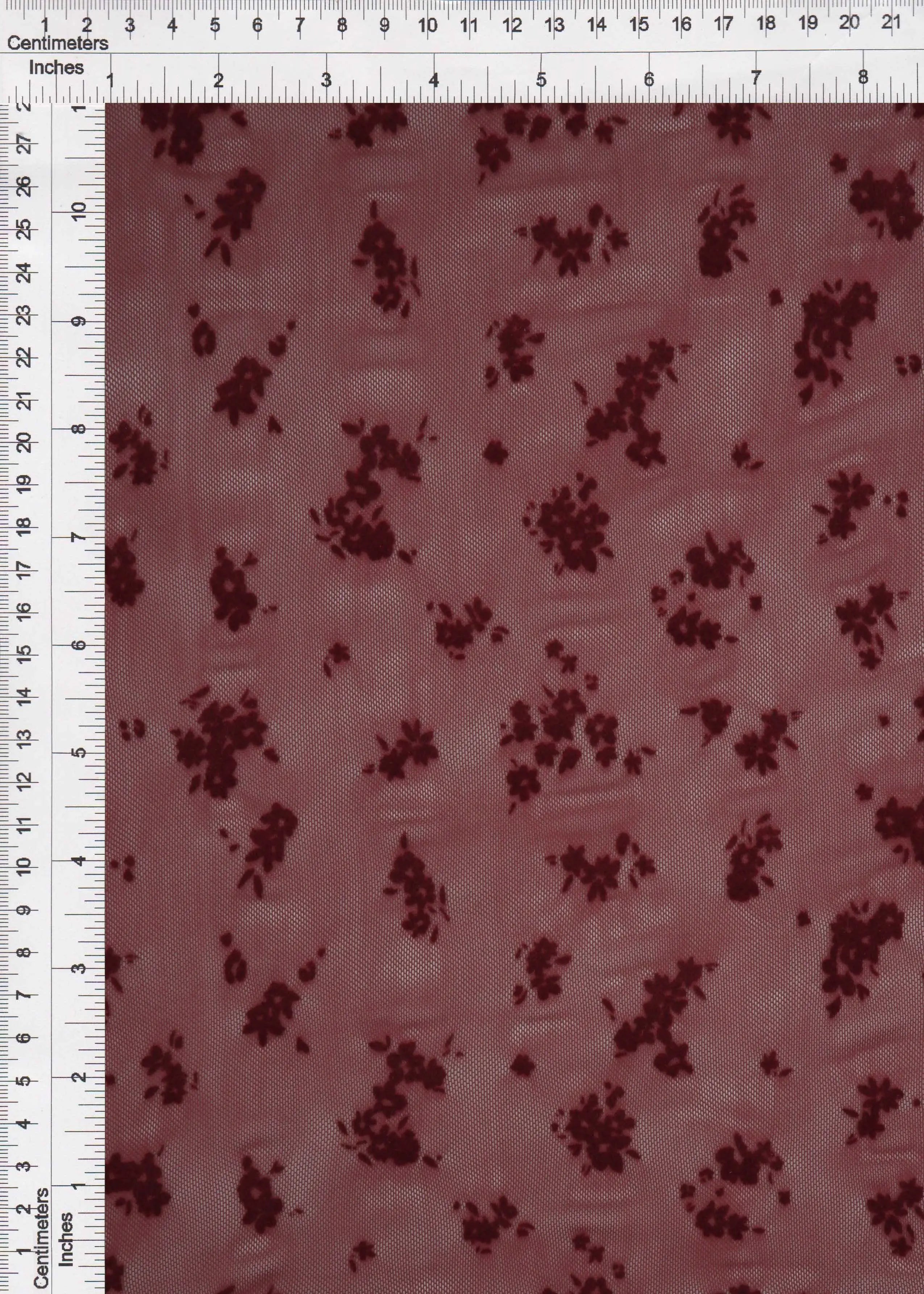 Black Floral Ditsy Flocking Mesh - FLOCK-MS11282 