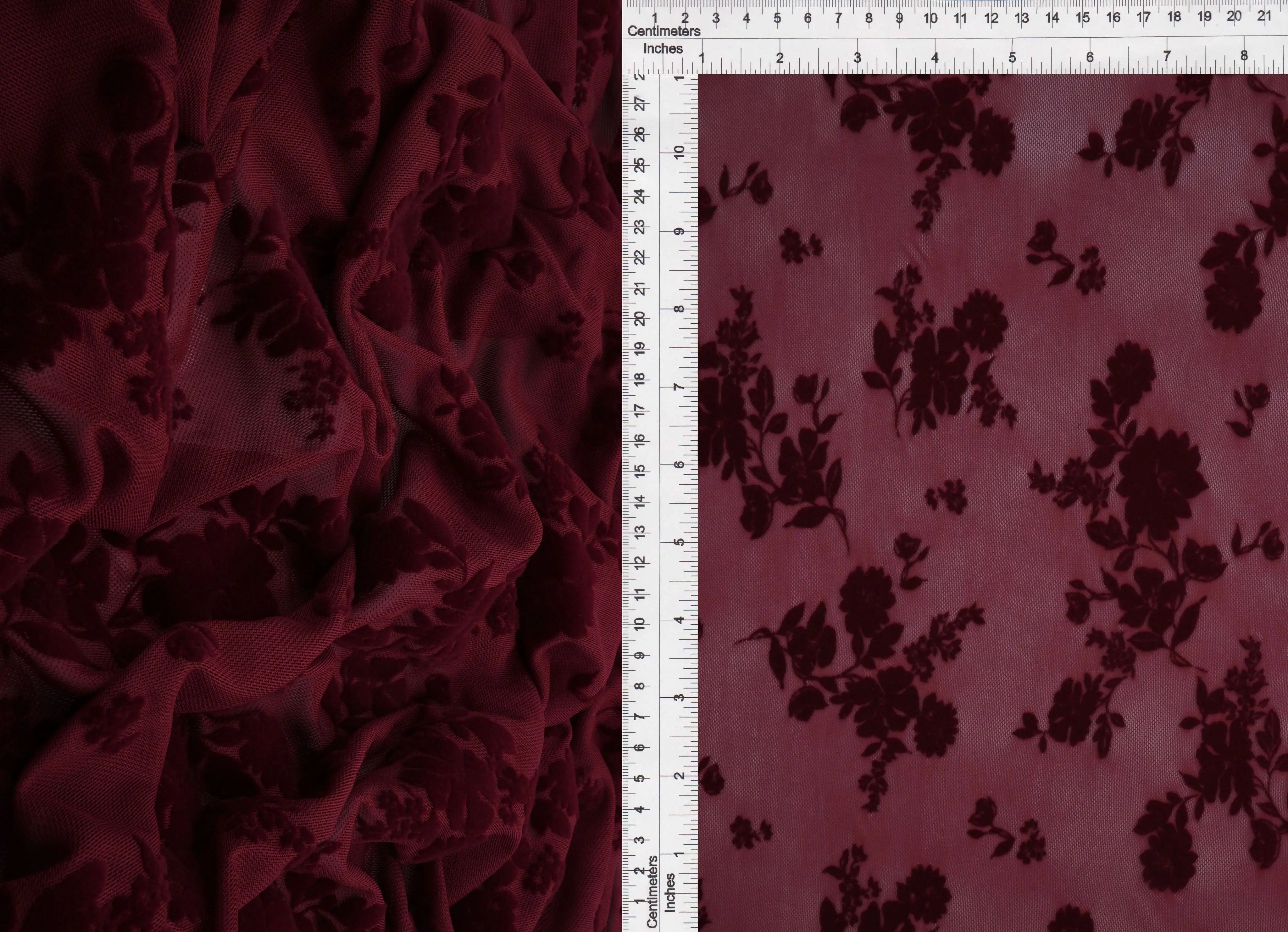 Floral Mesh Flocking Fabric   FLOCK-MS11575 