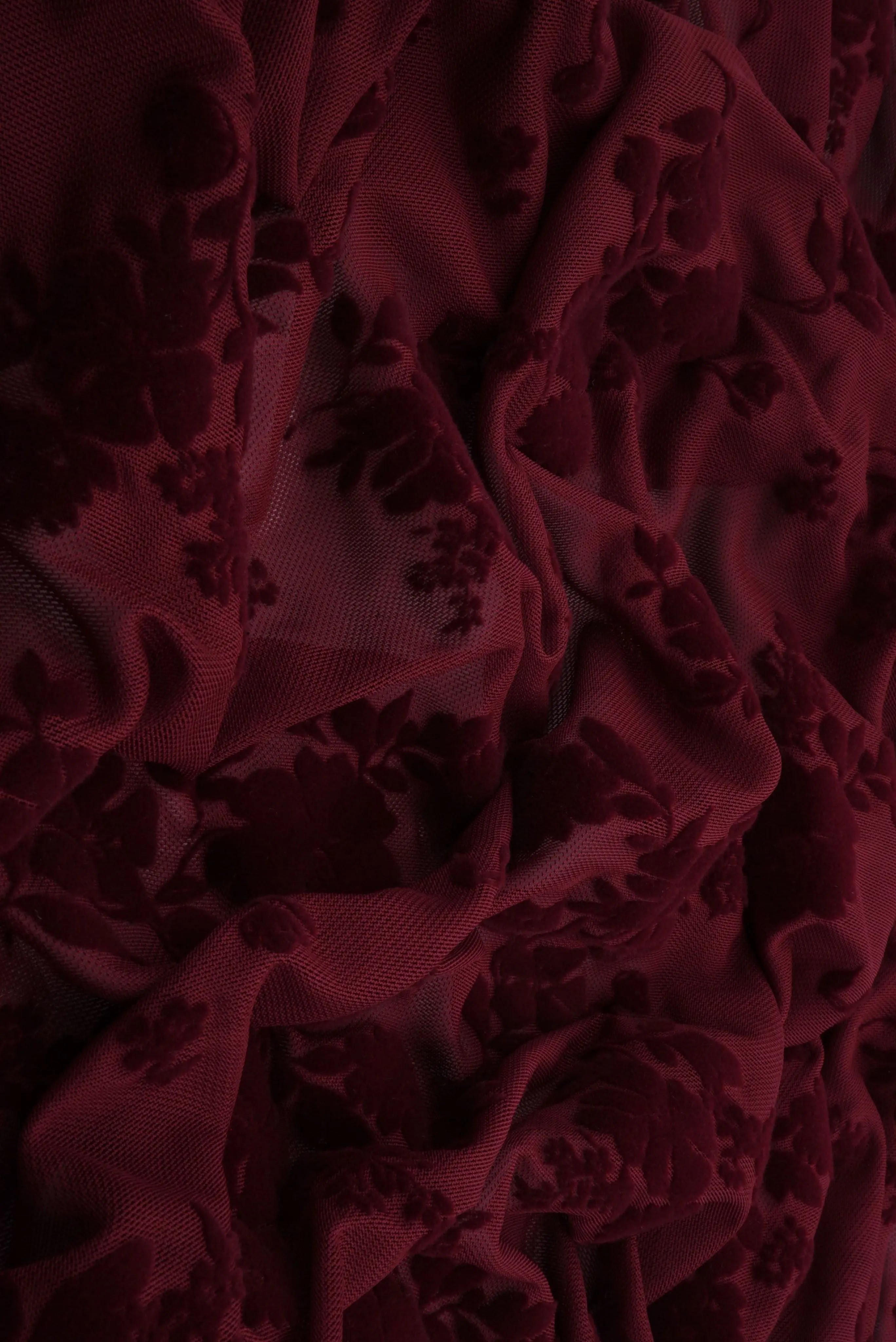 Floral Mesh Flocking Fabric   FLOCK-MS11575 