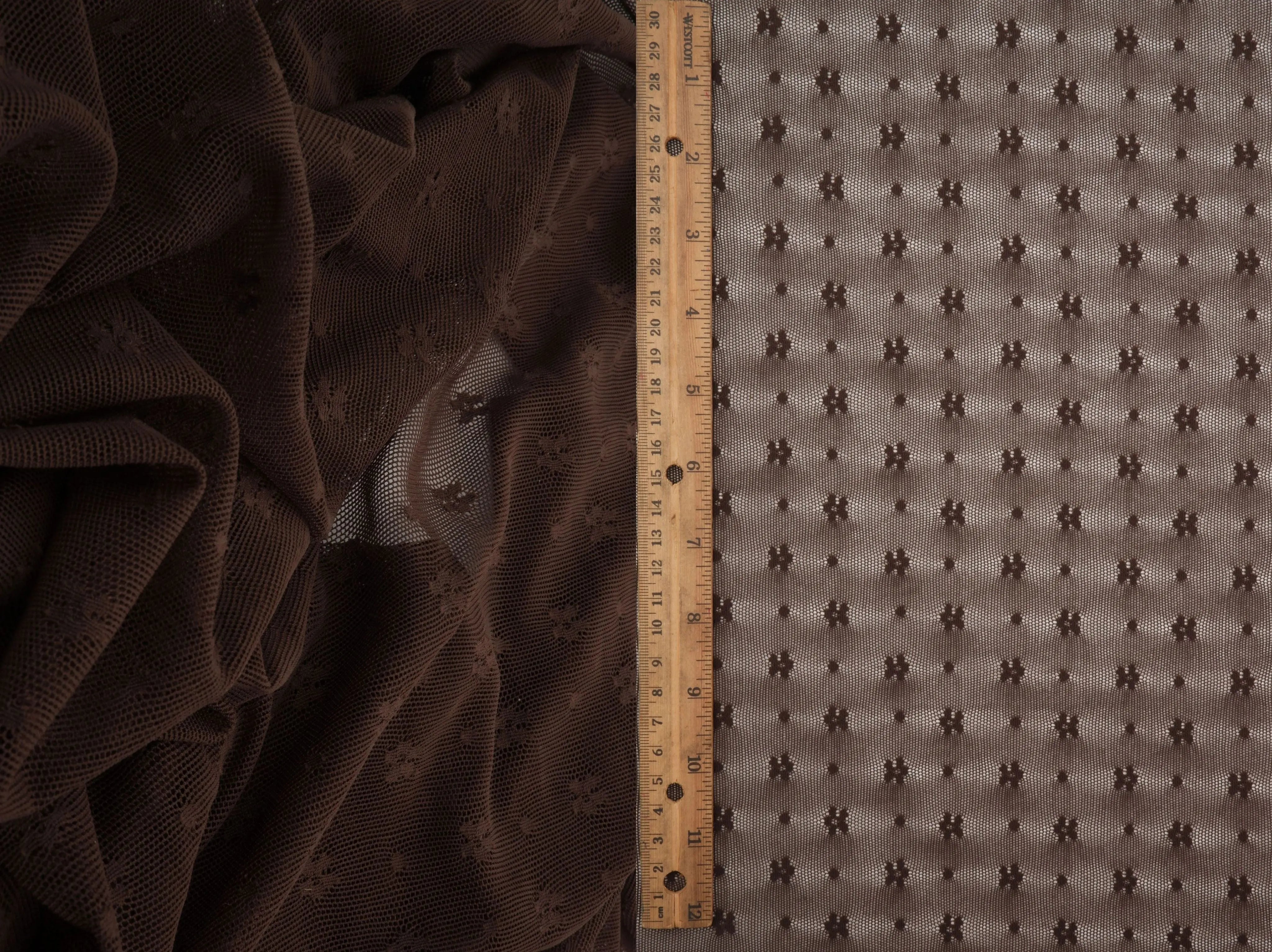 LACE-4658 BROWN DK. BLOUSE BODYSUIT DRESS LACE NYLON SKIRTS SPANDEX TOPS TUNICS