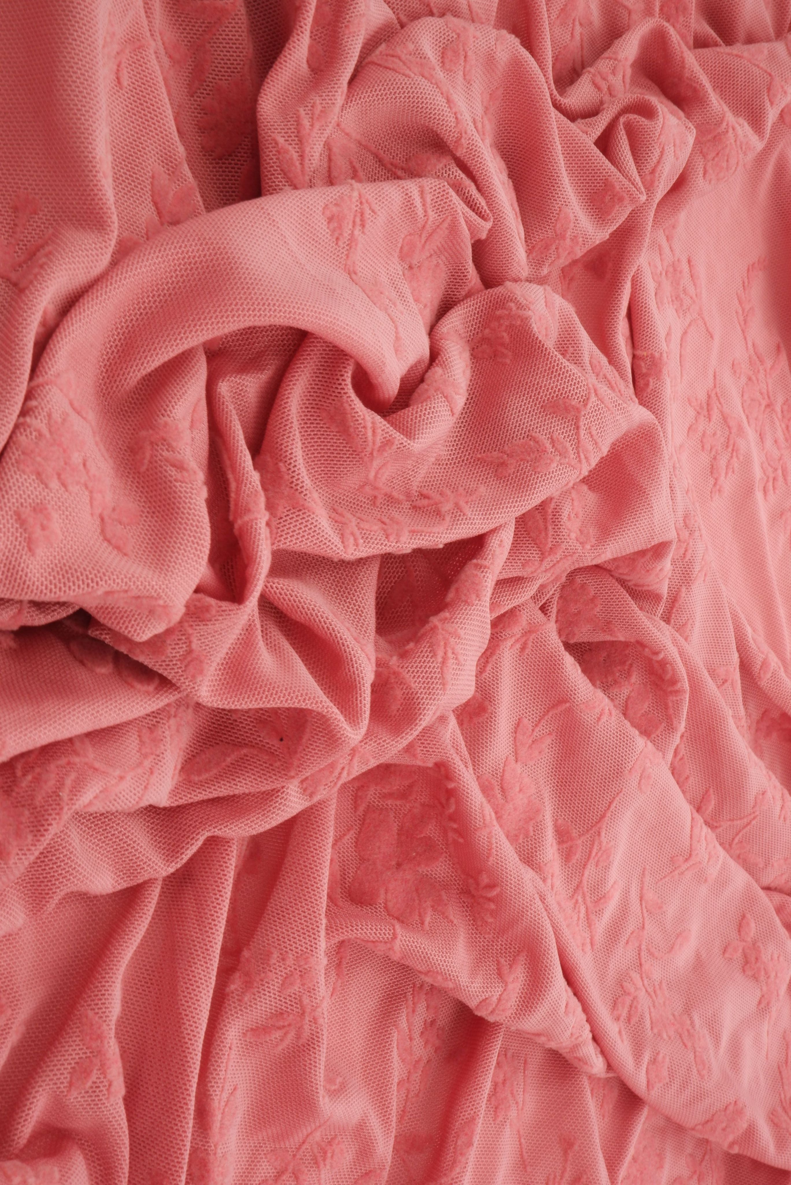 Floral Mesh Flocking Fabric   FLOCK-MS11576 