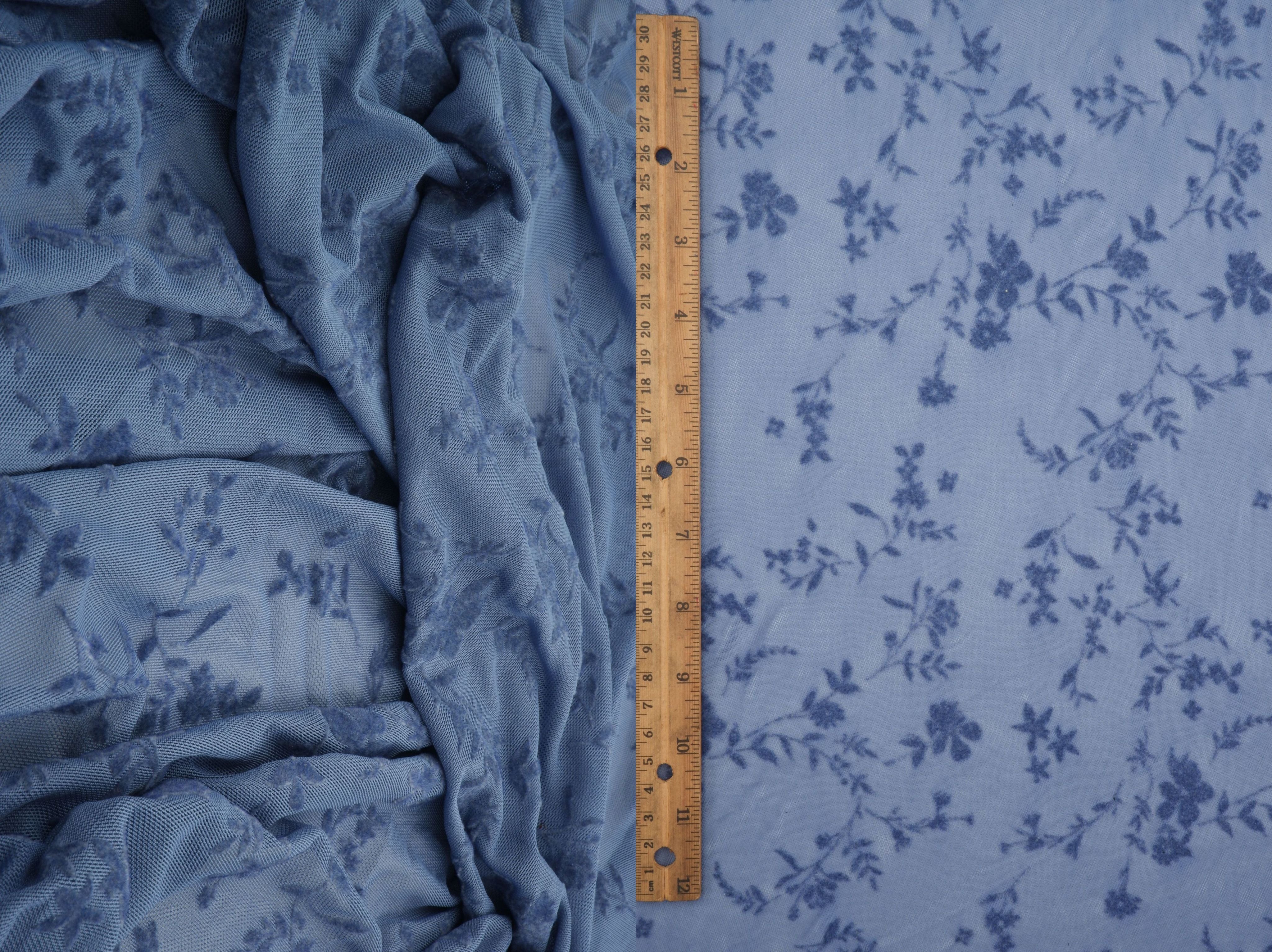 Floral Mesh Flocking Fabric   FLOCK-MS11576 