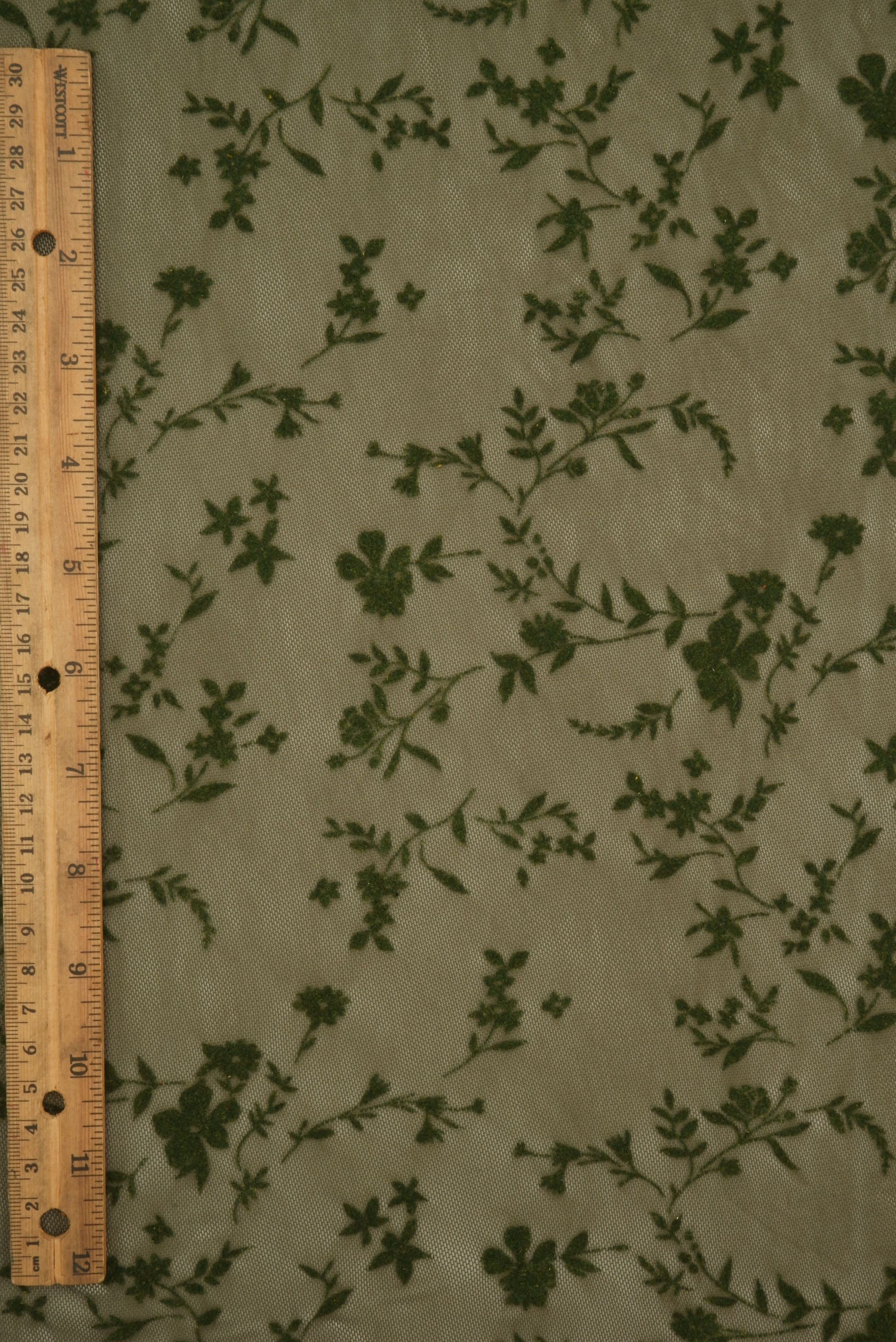 Floral Mesh Flocking Fabric   FLOCK-MS11576 