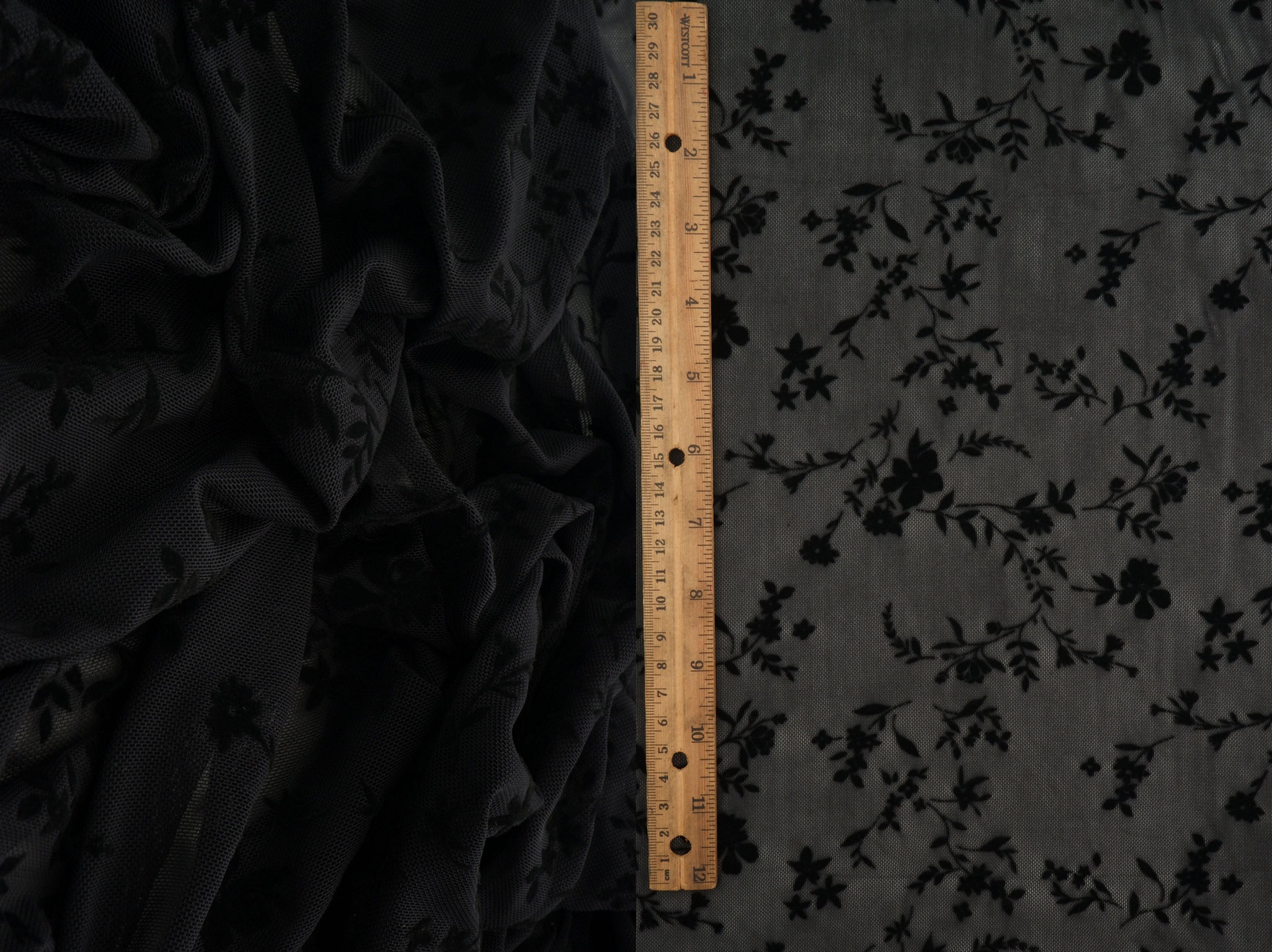 Floral Mesh Flocking Fabric   FLOCK-MS11576 