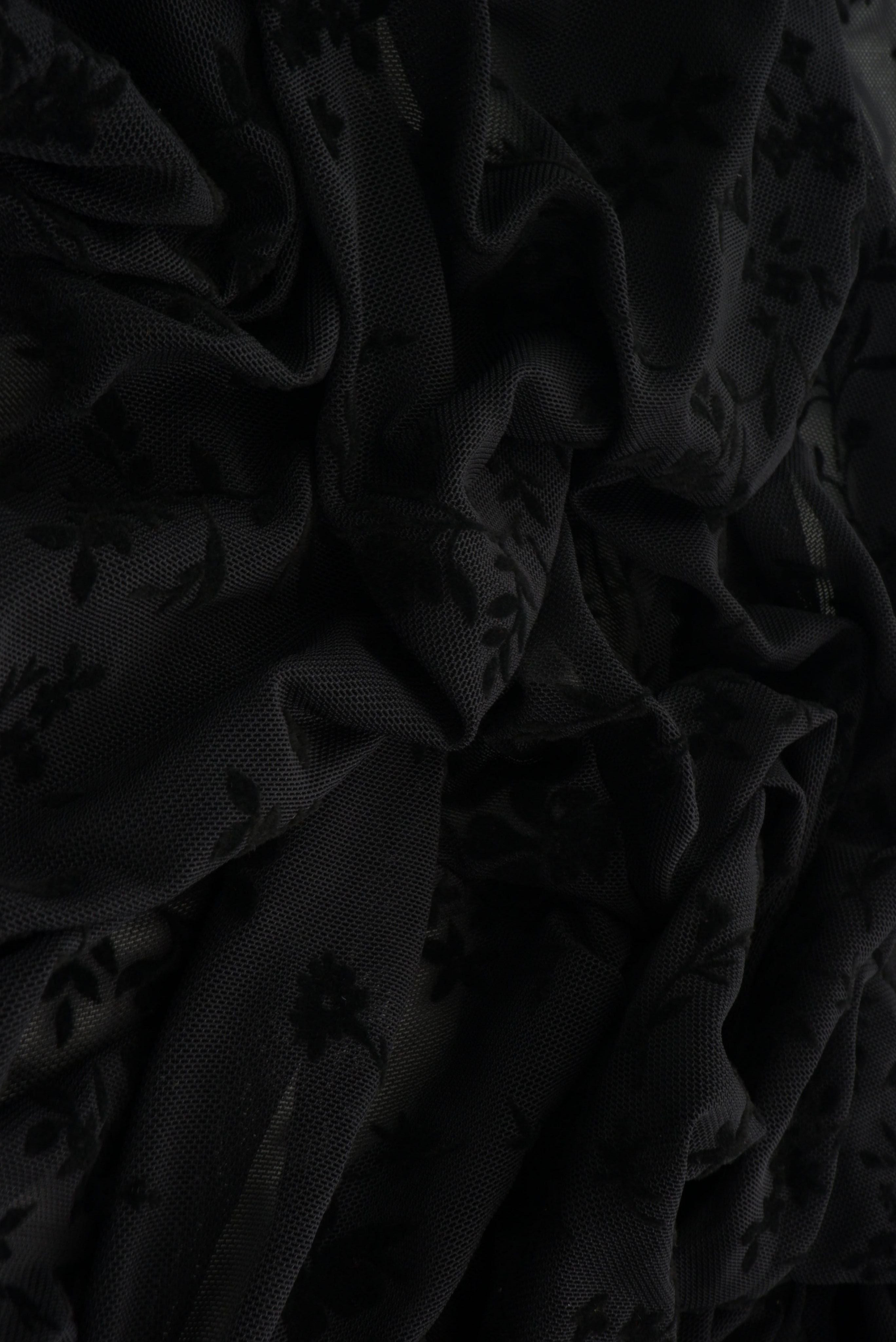 Floral Mesh Flocking Fabric   FLOCK-MS11576 