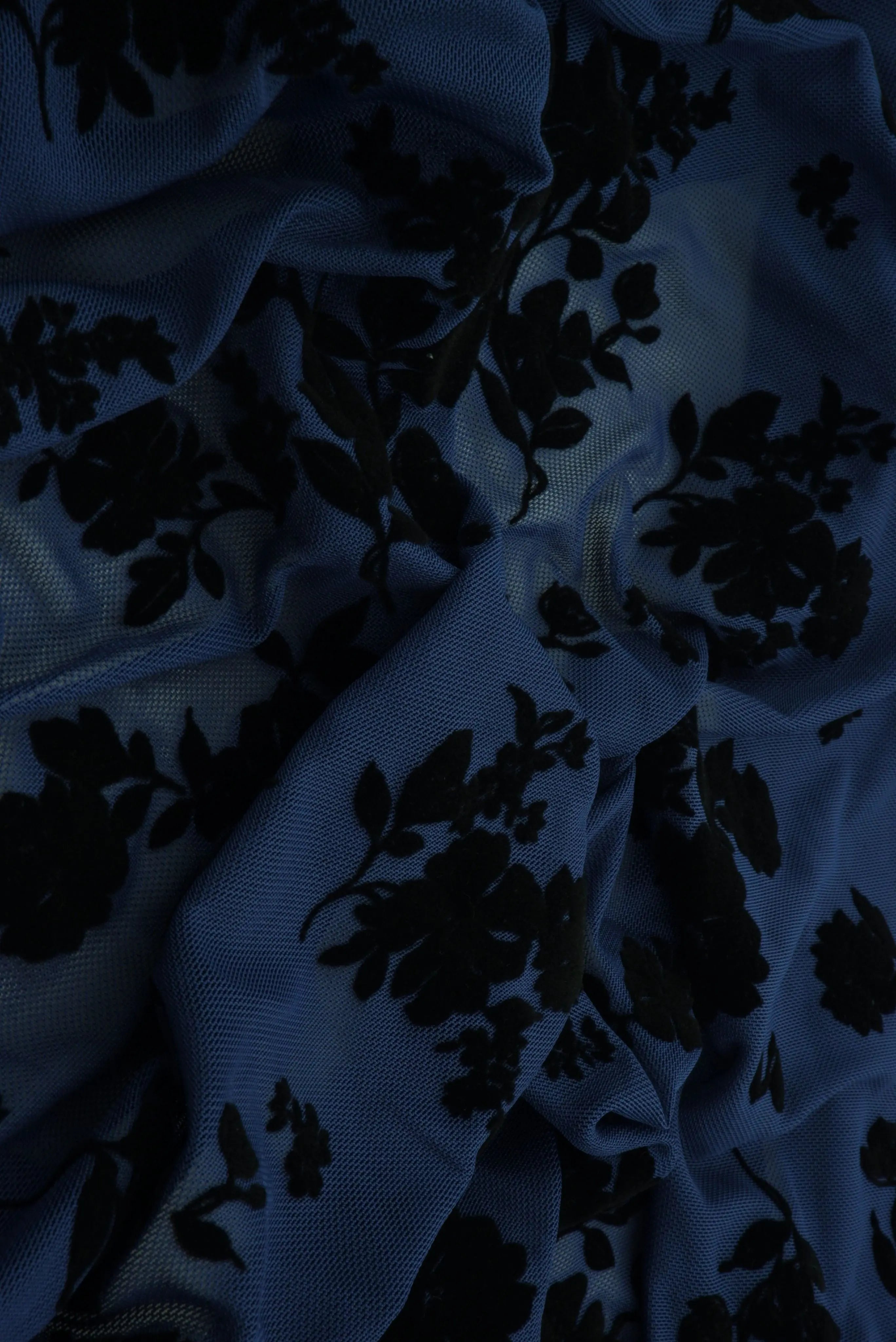 Floral Mesh Flocking Fabric   FLOCK-MS11575 