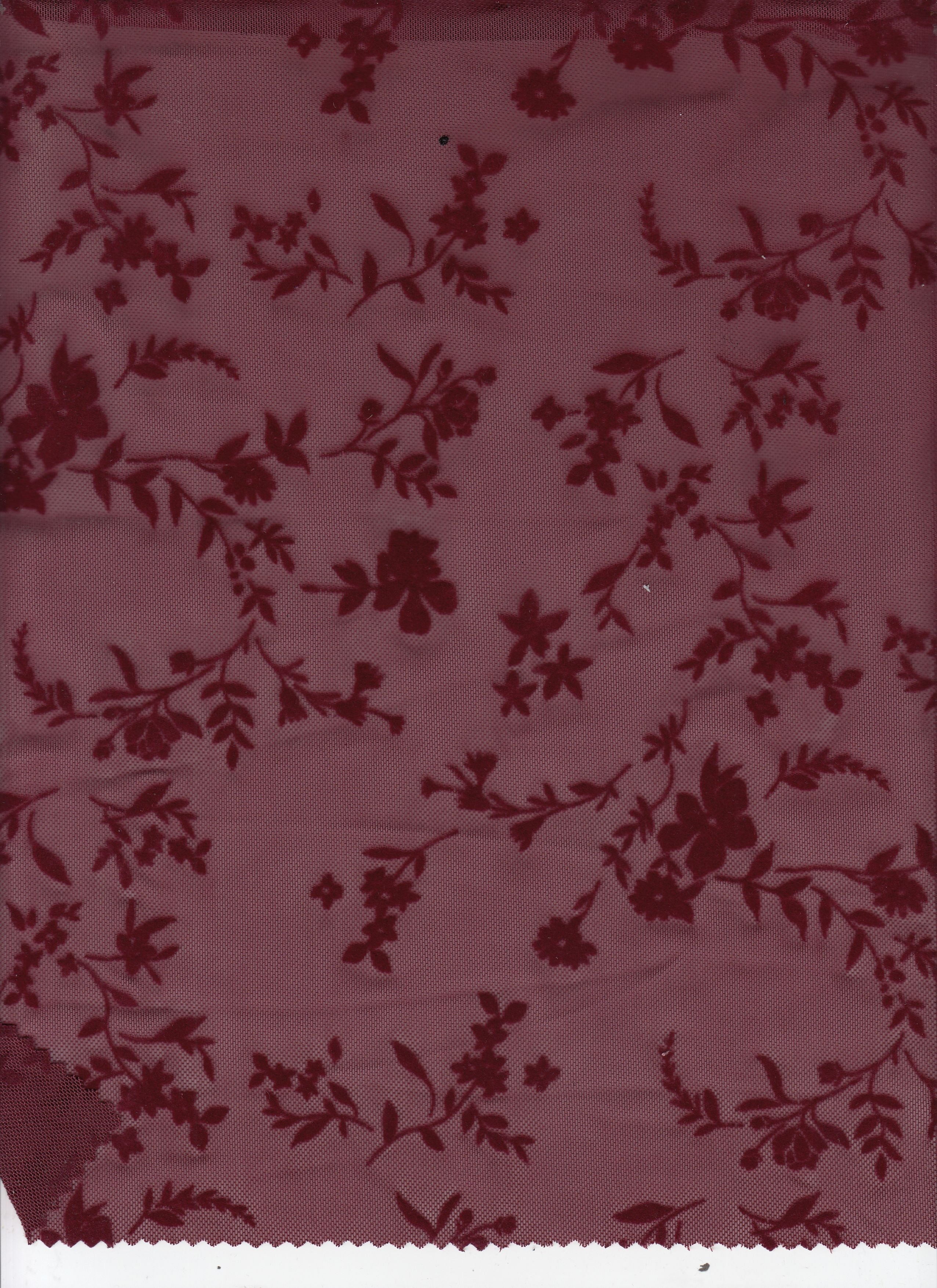Floral Mesh Flocking Fabric   FLOCK-MS11576 