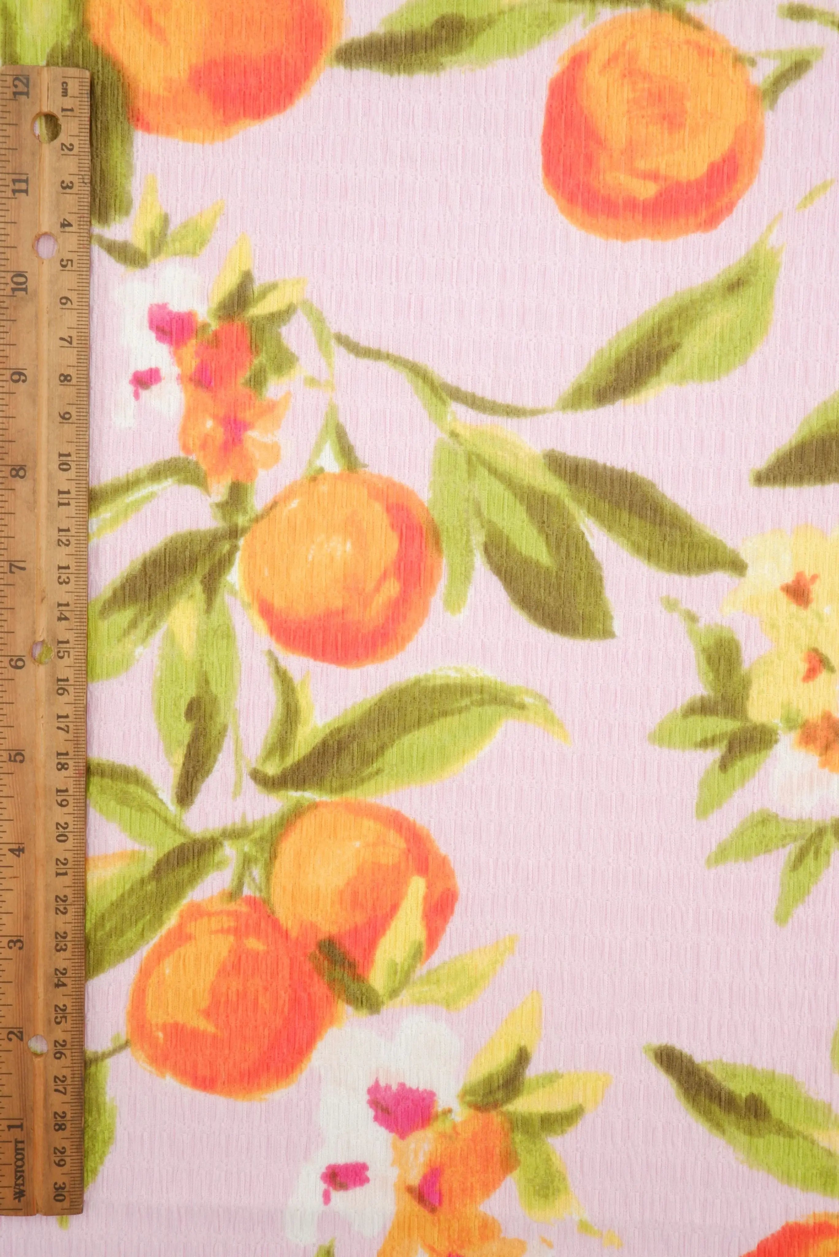 Fruit Orange Crinkle Crepe Print Fabric   CRP4628-MS11603 