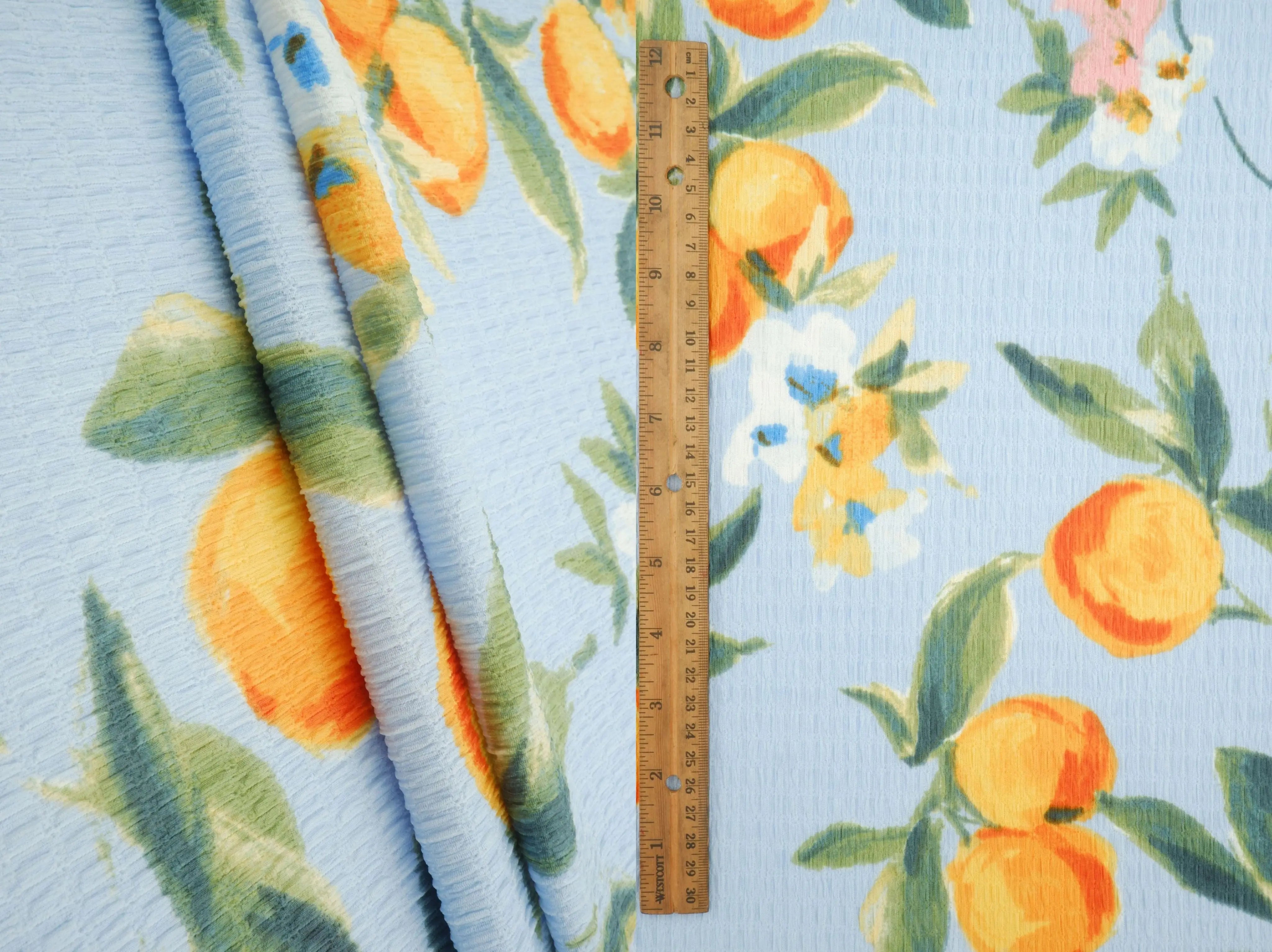 Fruit Orange Crinkle Crepe Print Fabric   CRP4628-MS11603 