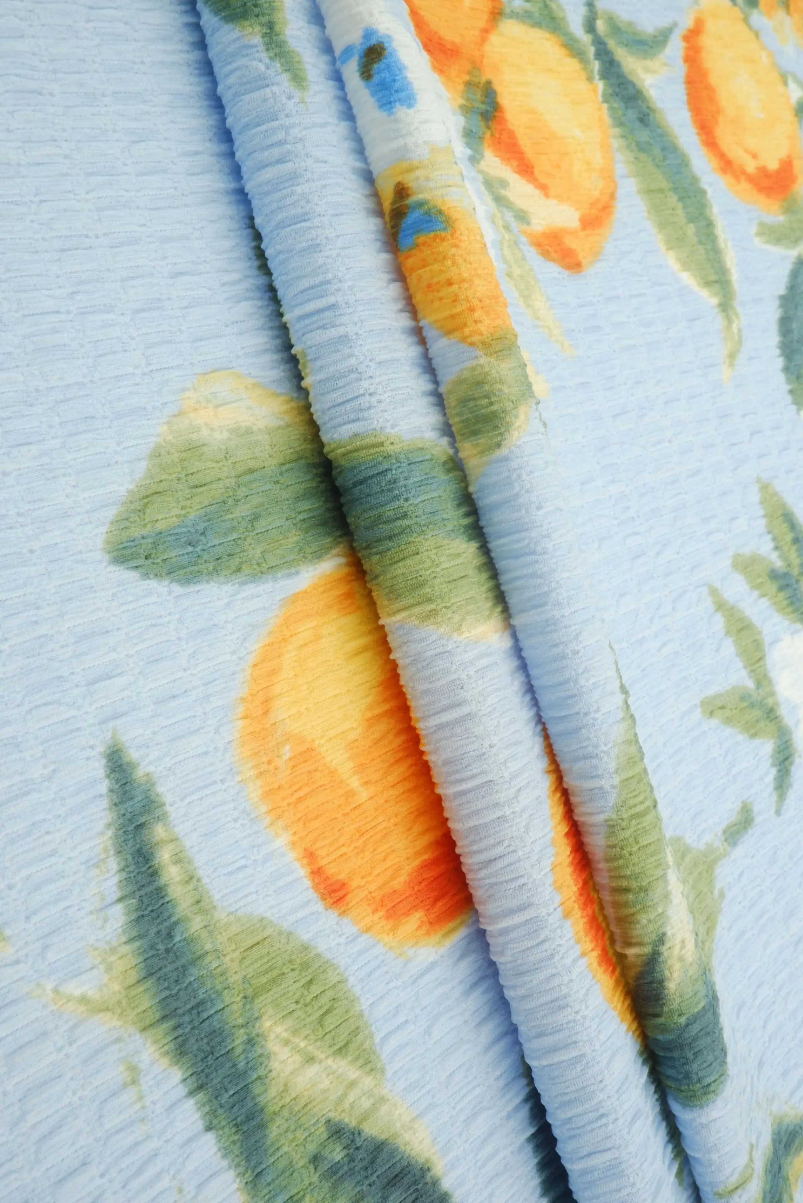 Fruit Orange Crinkle Crepe Print Fabric   CRP4628-MS11603 