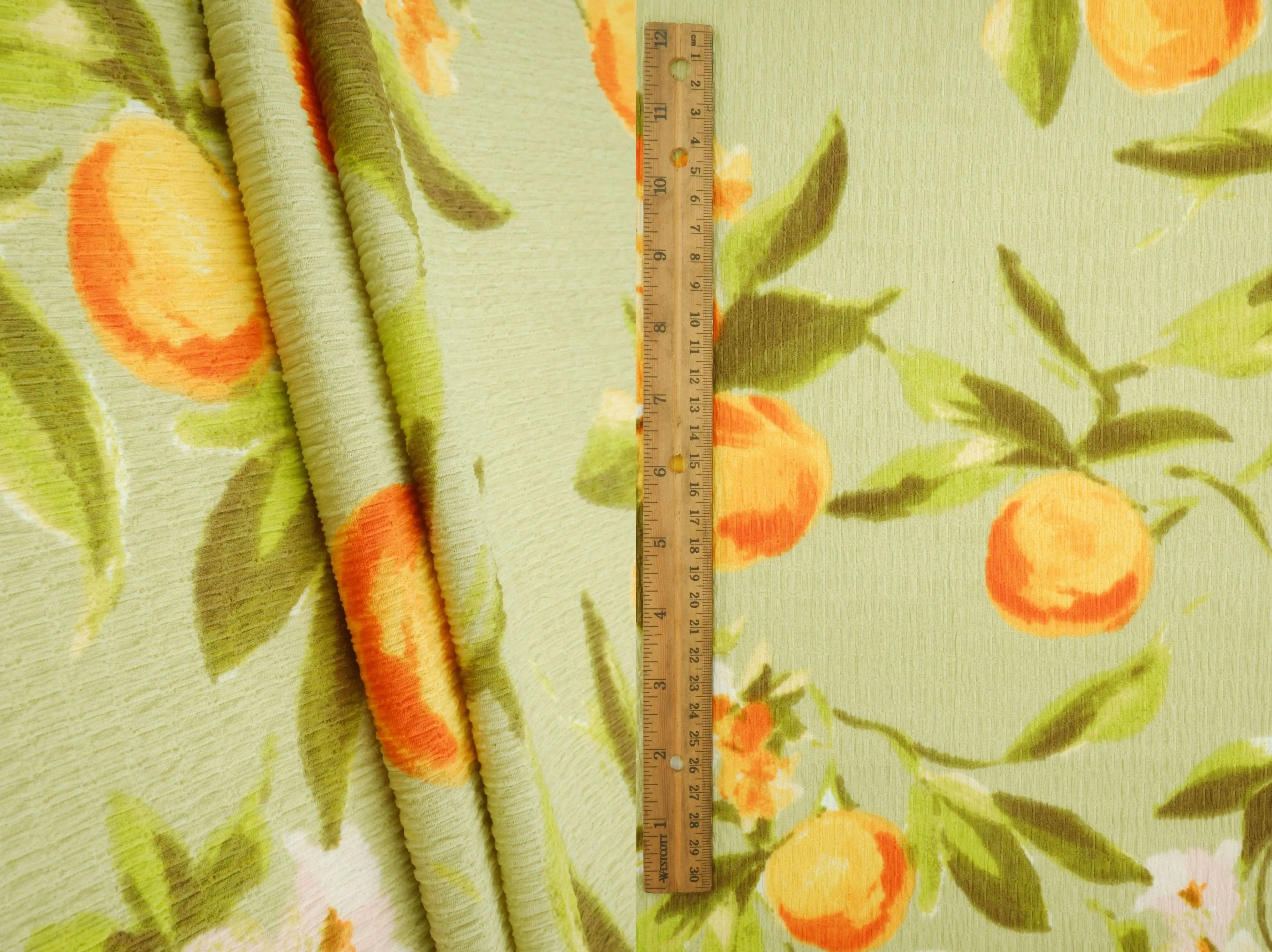 Fruit Orange Crinkle Crepe Print Fabric   CRP4628-MS11603 