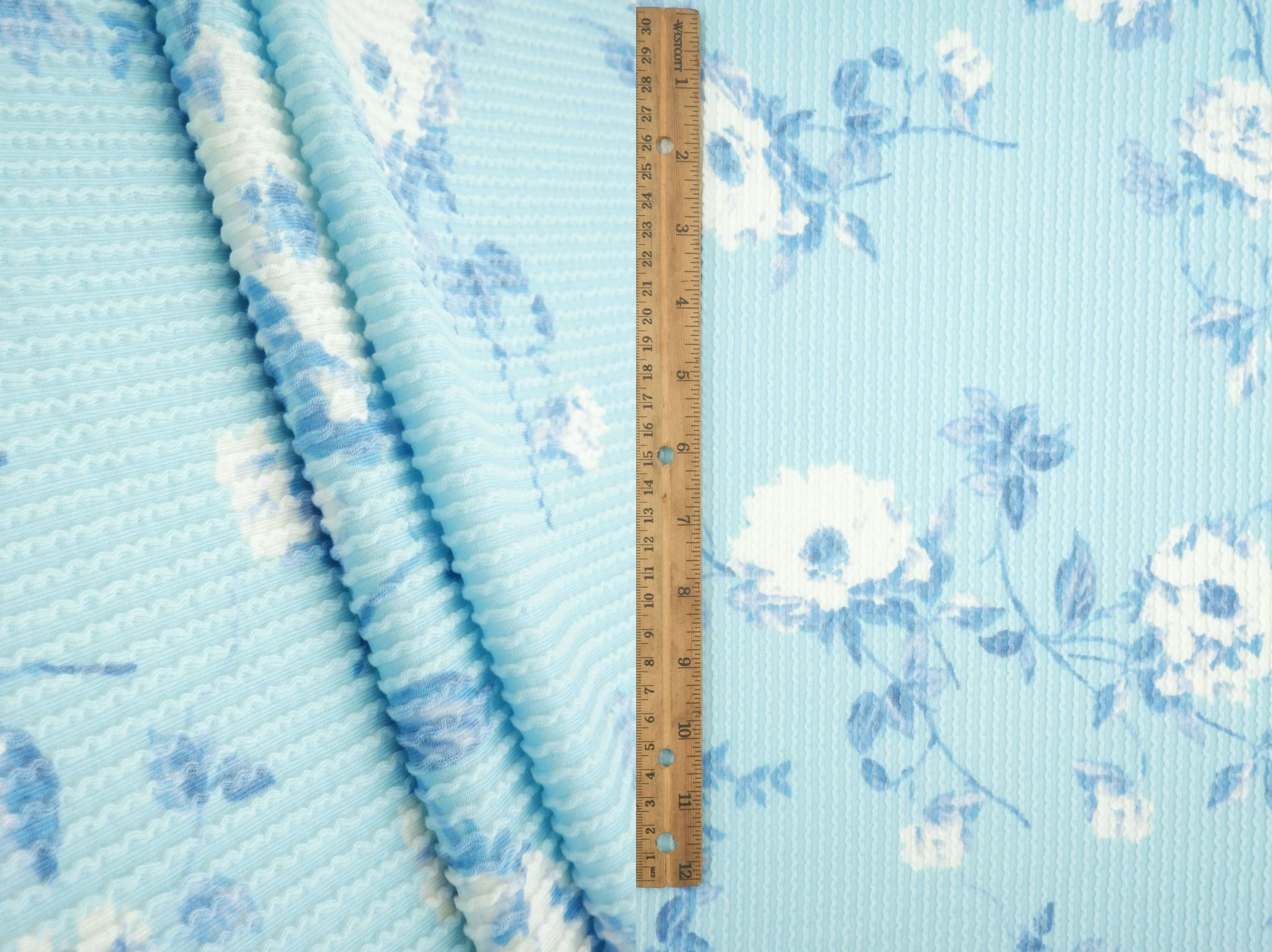 KNT4463-MS11153 SKY BLUE ACTIVEWEAR BOTTOMS DOUBLE KNIT DRESS FLOWER JACQUARD PANTS POLYESTER RAYON RIB SKIRTS SOLID SPANDEX STRETCH URBAN