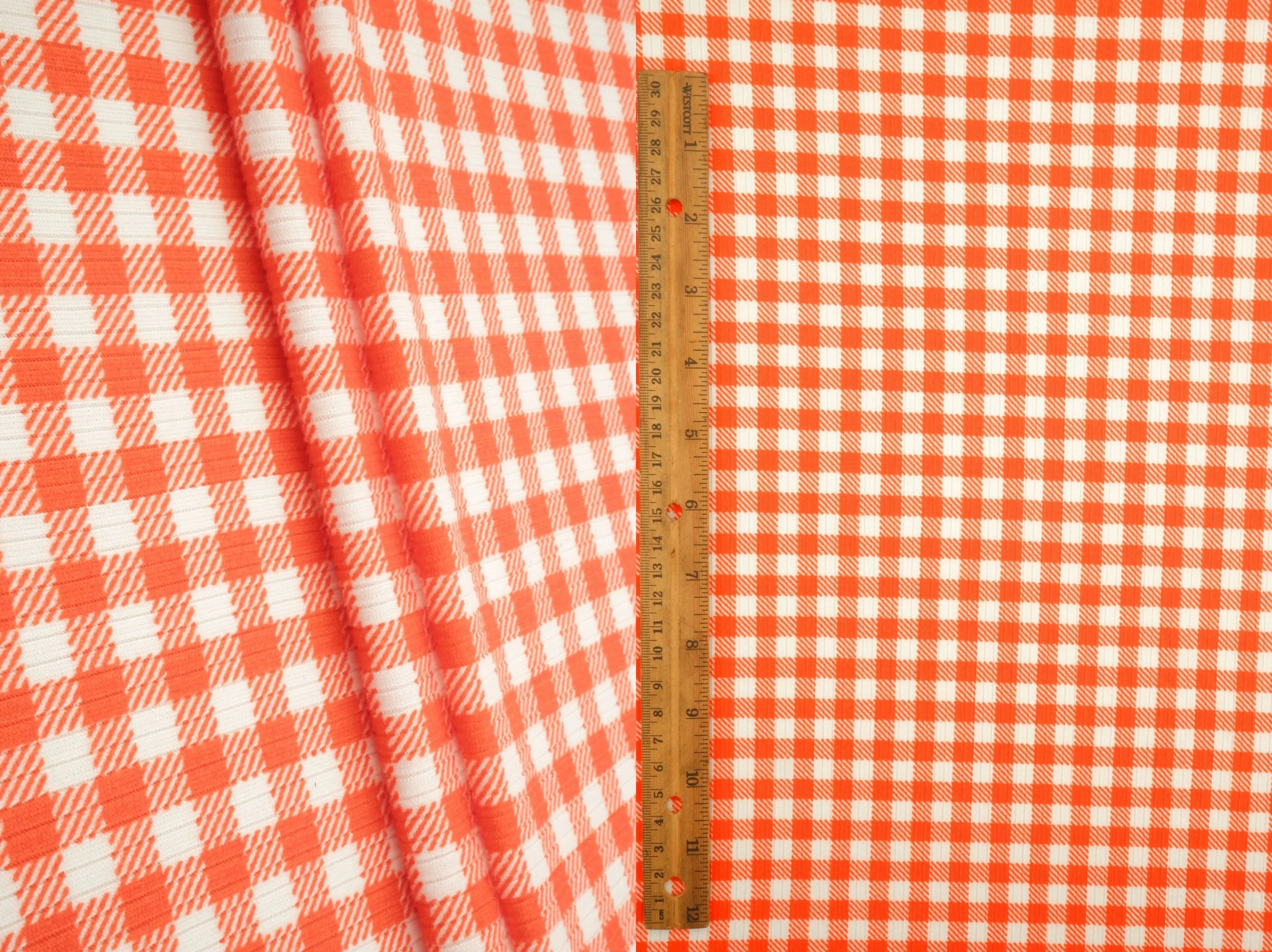 KNT3422-DU918 ORANGE BIKER SHORTS BODYSUIT BOTTOMS CAMI DRESS GINGHAM KNIT PANTS POLYESTER PRINT RIBBED 4X2 SKIRTS SPANDEX STRETCH SWEATER TOPS