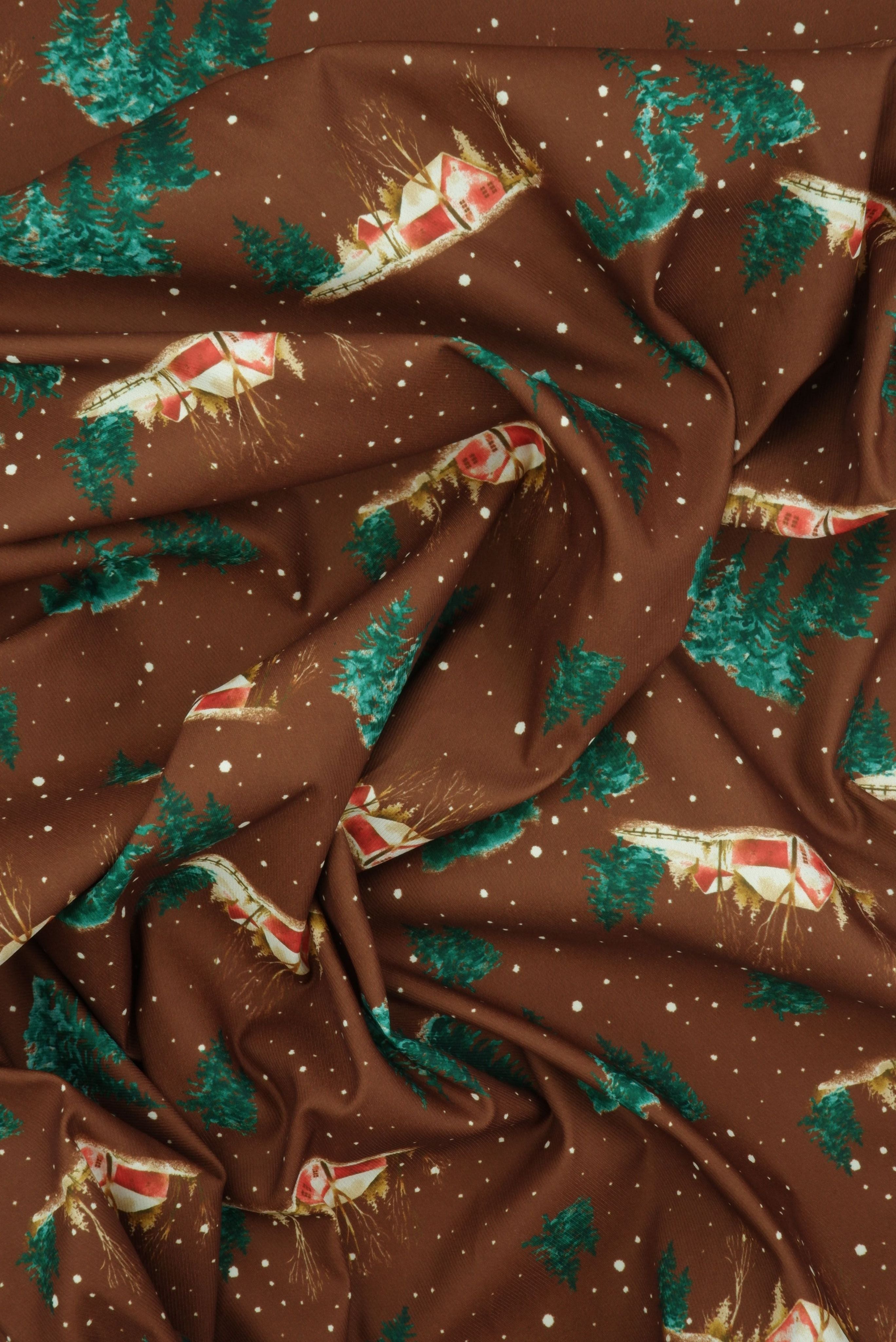 Snow House Christmas Digital Woven Print  _ DPOP7704-M11735 