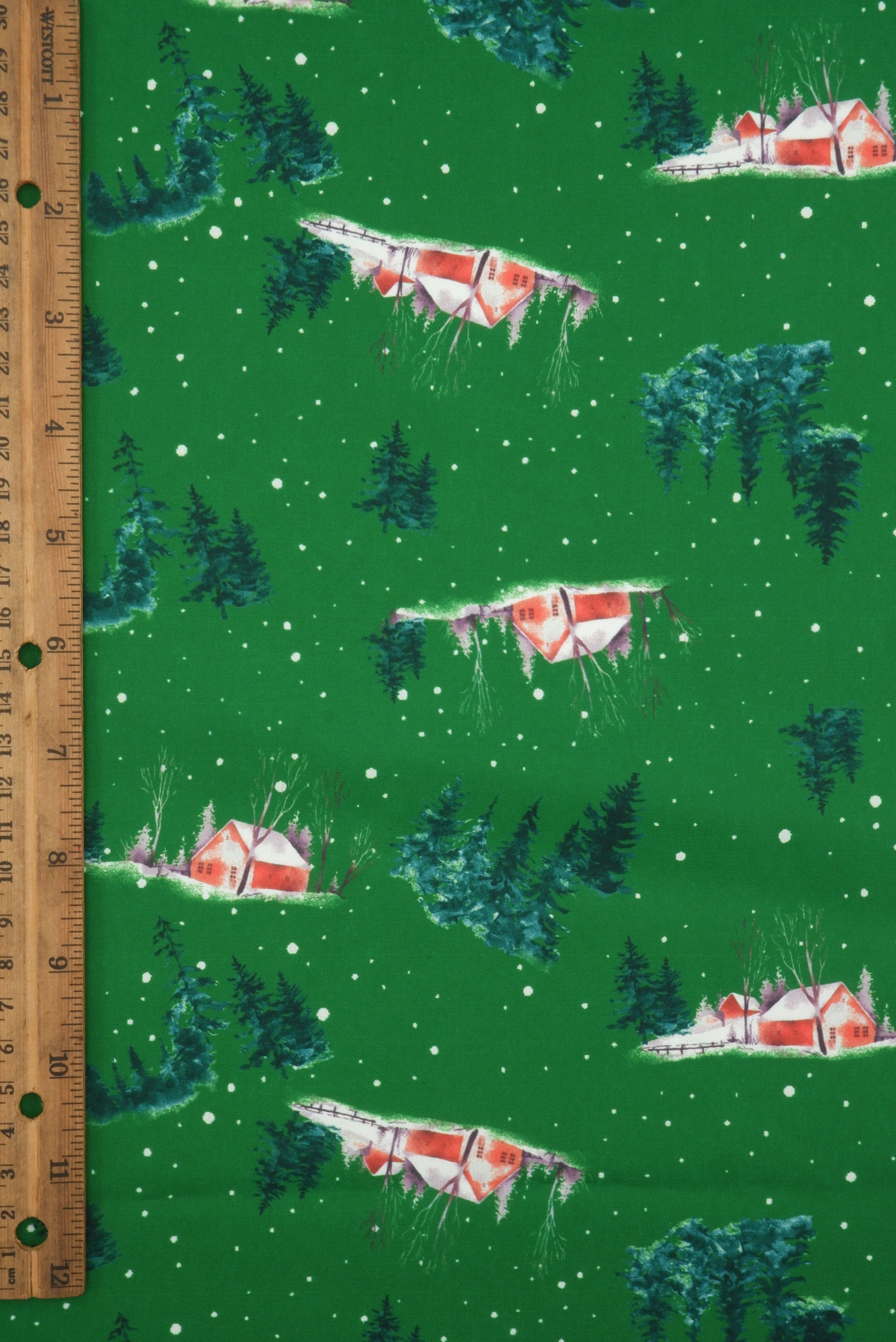 Snow House Christmas Digital Woven Print  _ DPOP7704-M11735 