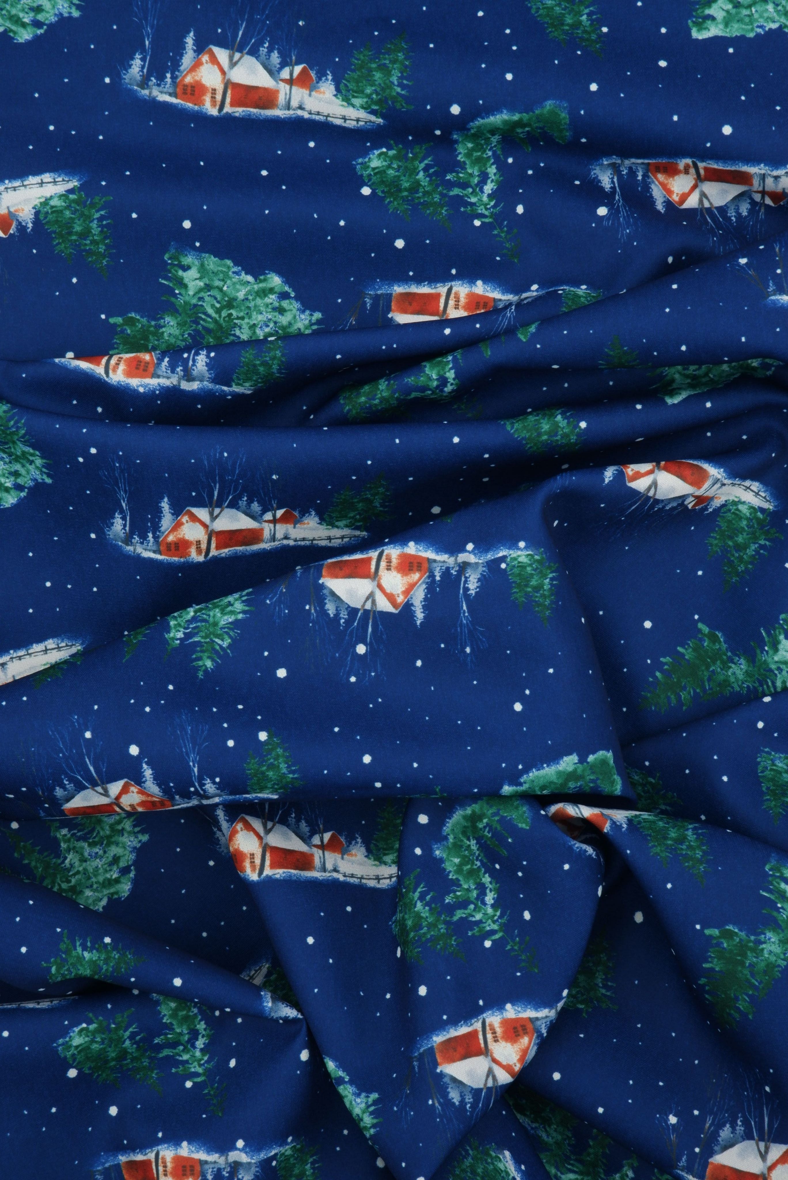 Snow House Christmas Digital Woven Print  _ DPOP7704-M11735 