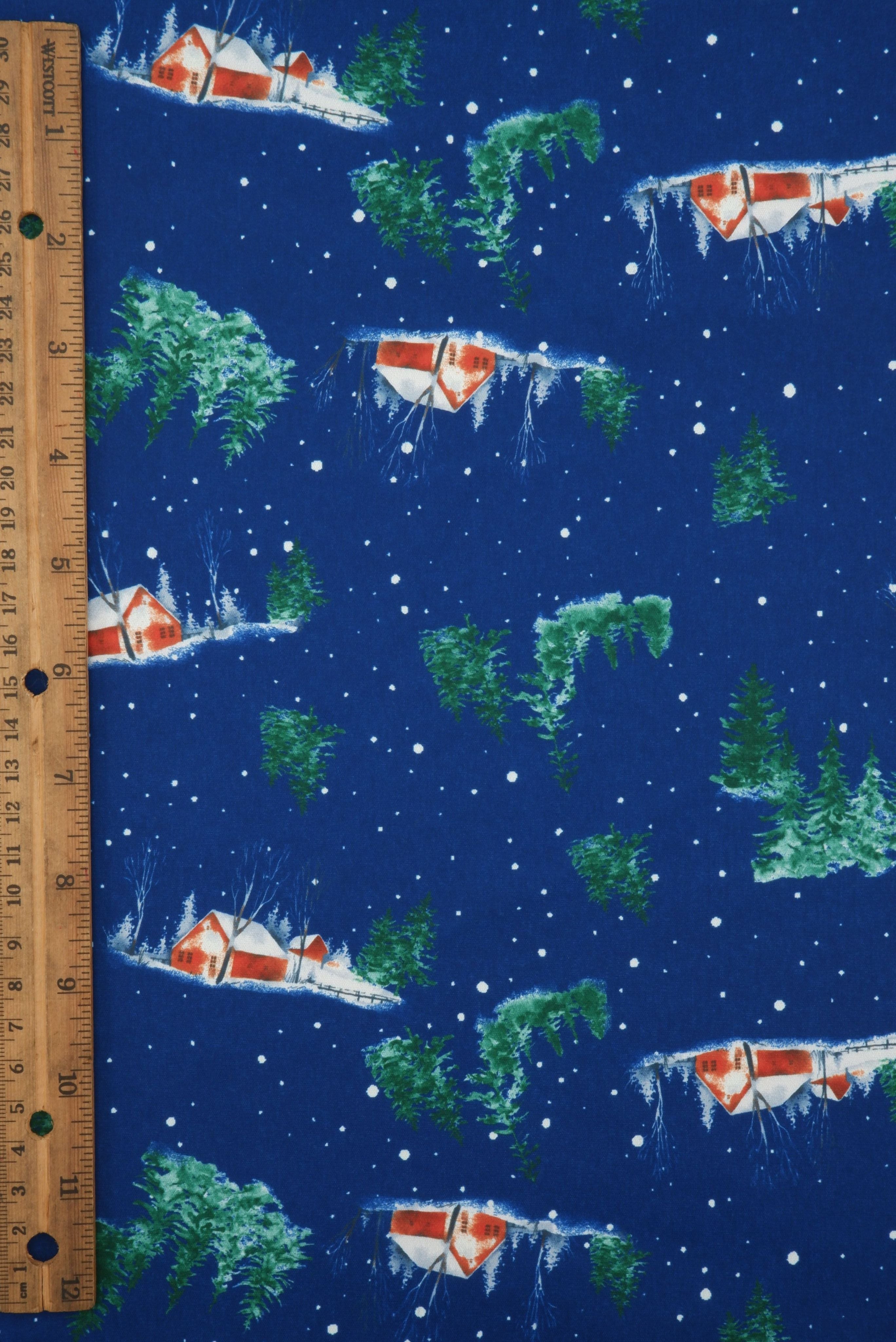 Snow House Christmas Digital Woven Print  _ DPOP7704-M11735 