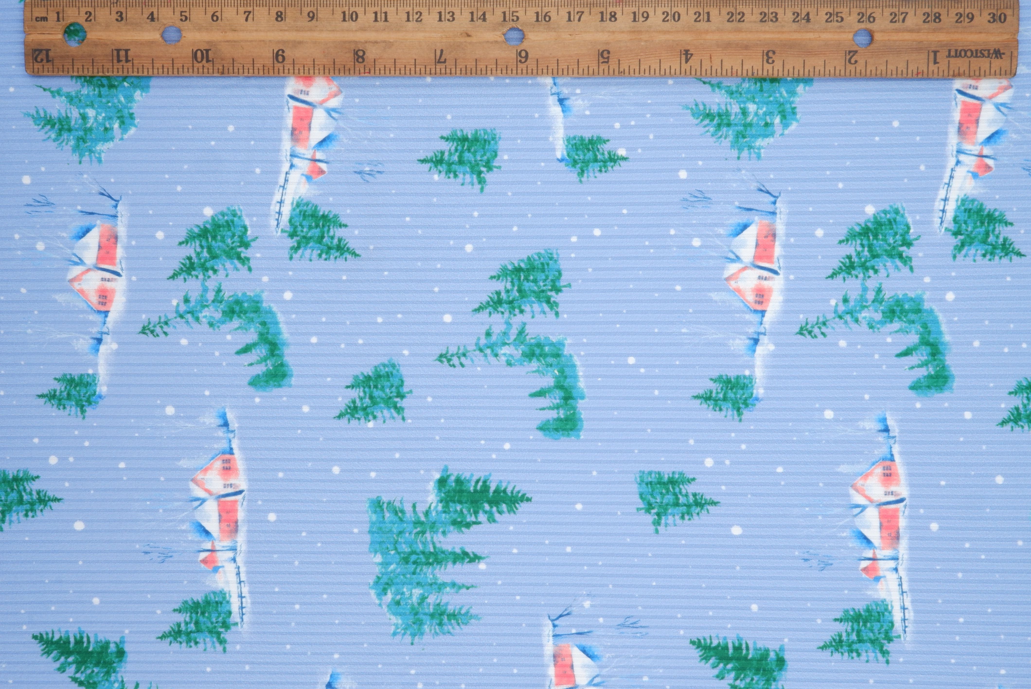 4x2 Rib Snow House Christmas Digital Print Knit Fabric _ DKNT4151-M11735 