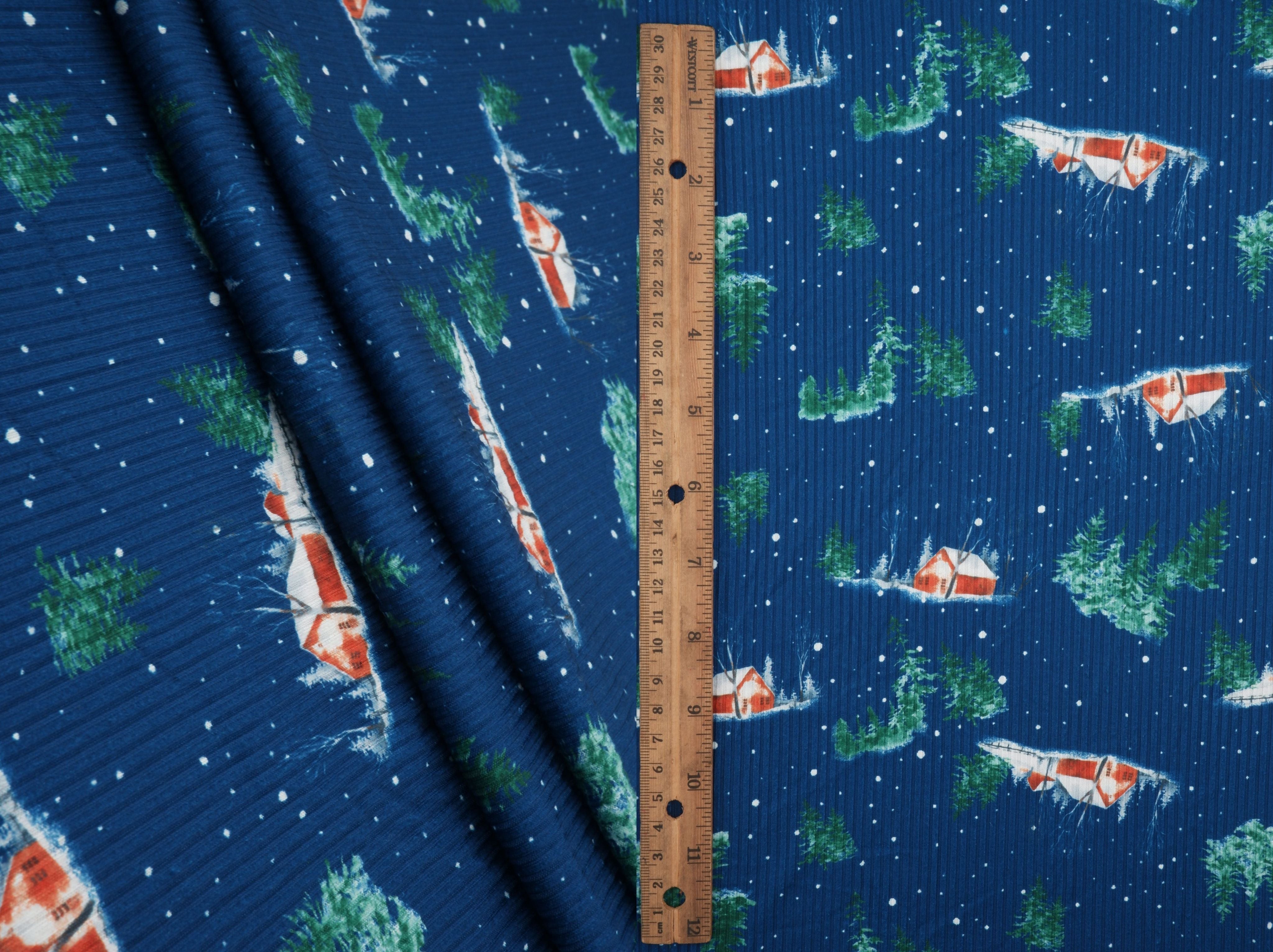 4x2 Rib Snow House Christmas Digital Print Knit Fabric _ DKNT4151-M11735 