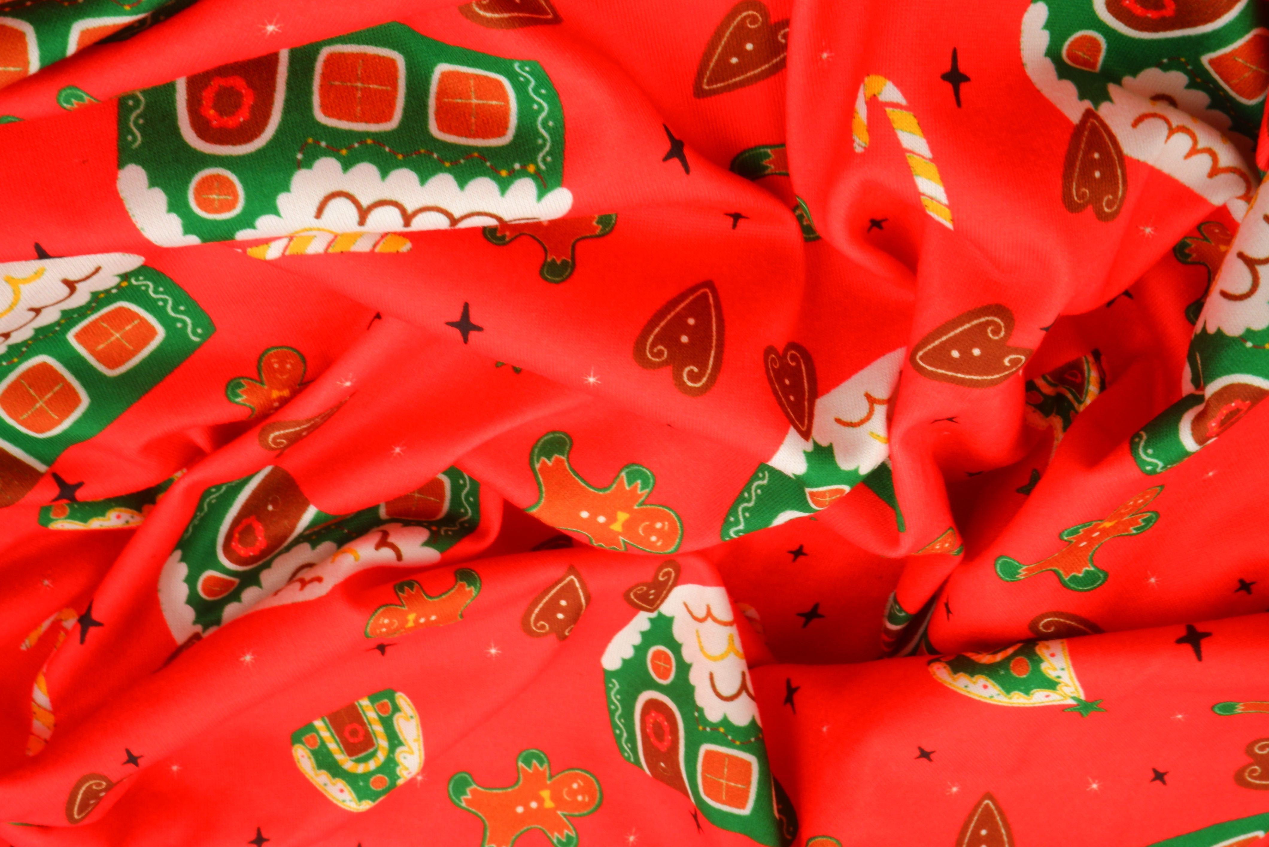 DTY Brushed Cookie House Christmas Digital Print Knit Fabric - DKNT4520-M11728 