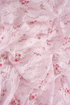 LACE4481-M11721 PINK BLOUSE BOTTOMS CAMI DIGITAL PRINT DITSY DRESS LACE POLYESTER SKIRTS SPANDEX TOPS