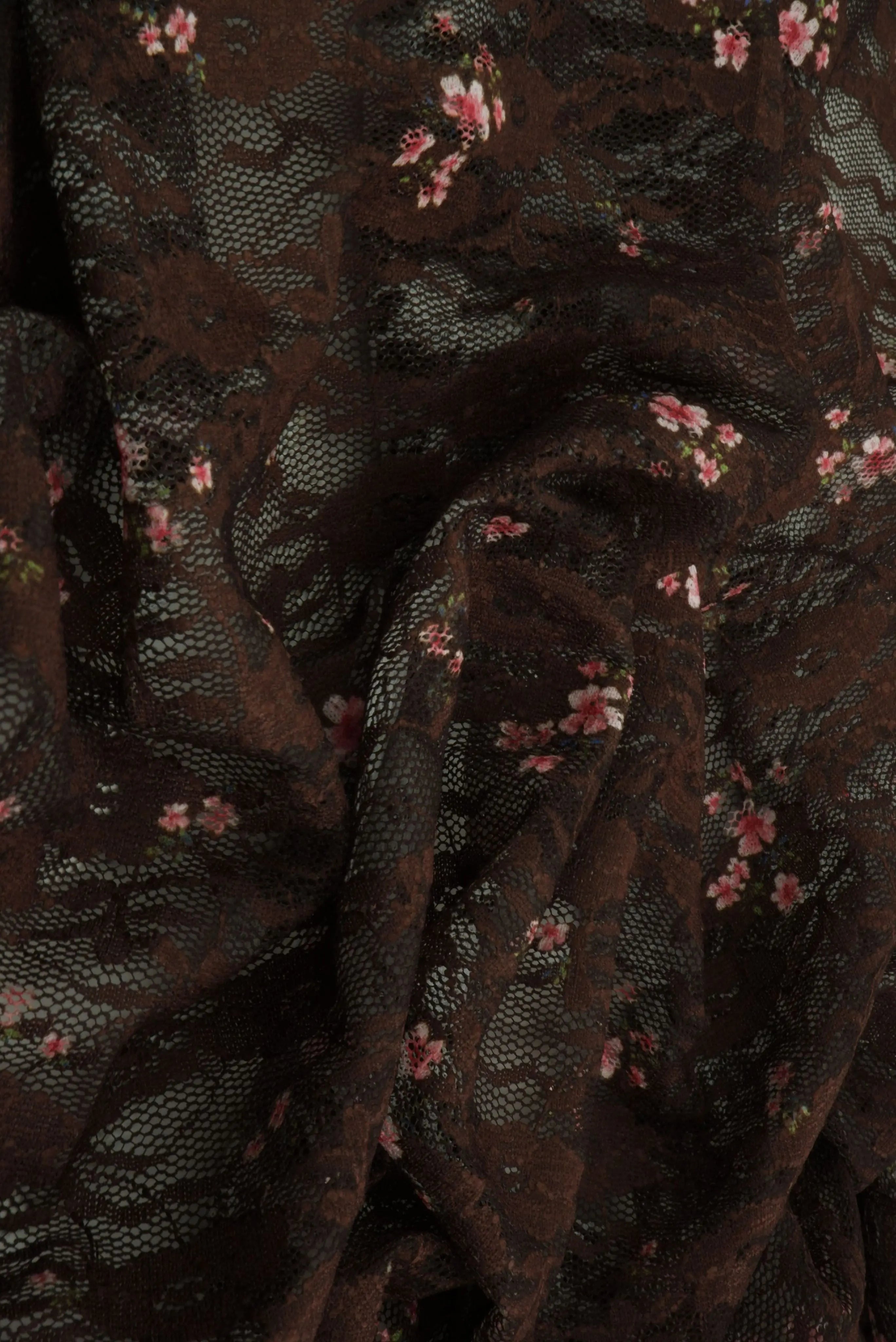 LACE4481-M11721 BROWN BLOUSE BOTTOMS CAMI DIGITAL PRINT DITSY DRESS LACE POLYESTER SKIRTS SPANDEX TOPS