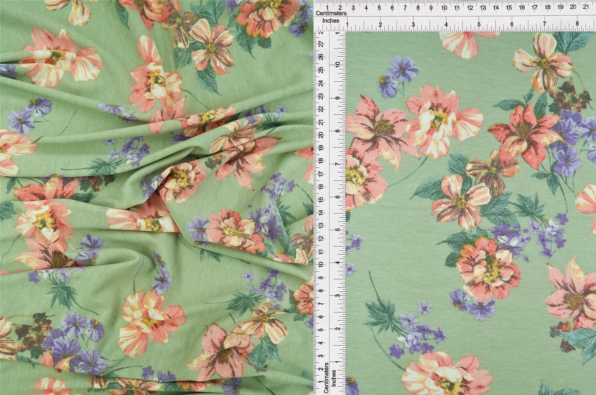 KNT1304-MS10027 SAGE BODYSUIT BOTTOMS CAMI DRESS FLOWER GREEN KNIT PEACH POLYESTER PRINT PURPLE RAYON ROSE SPANDEX STRETCH TOPS