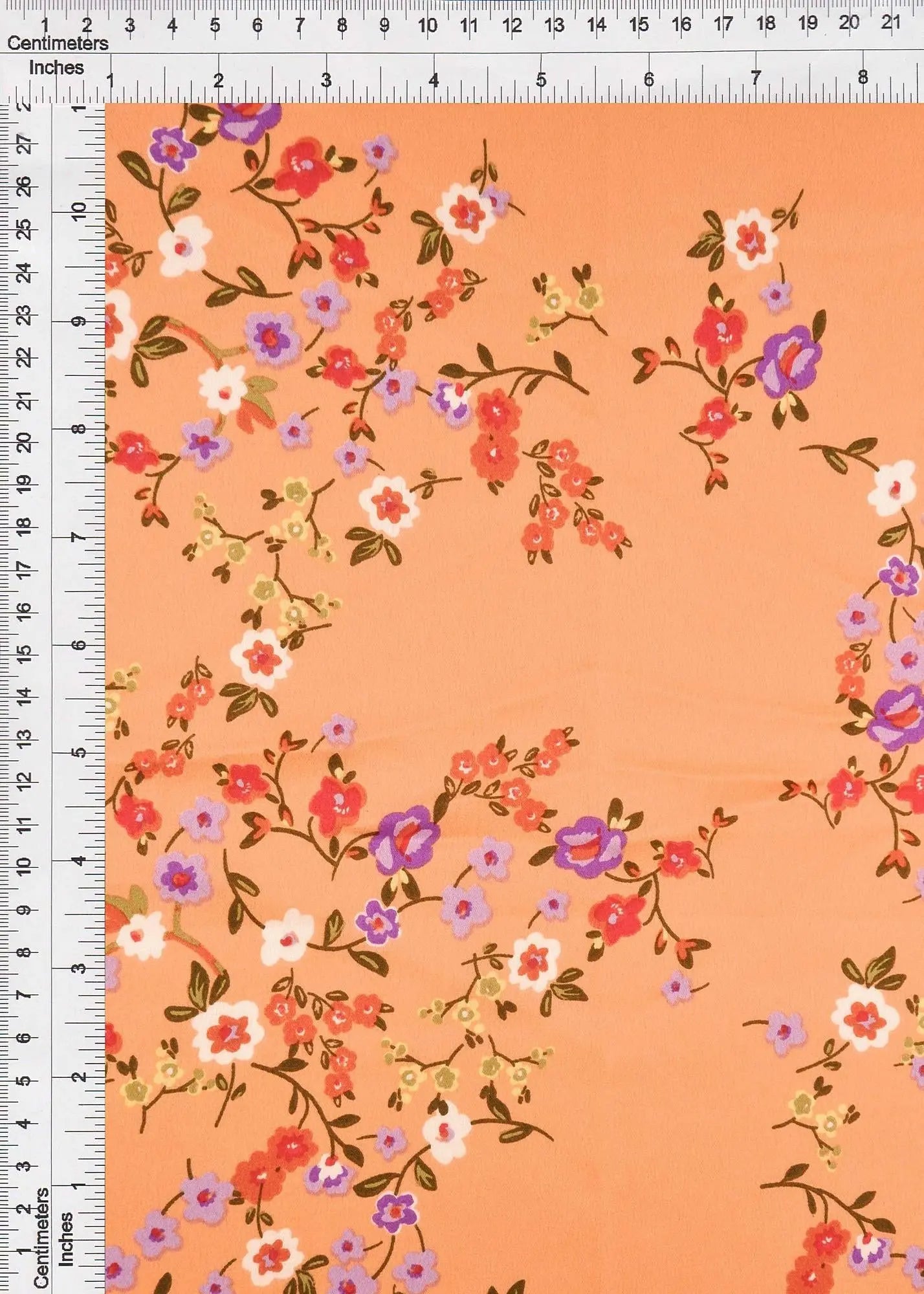 POP4427-MS10617 ORANGE LT FLOWER BLOUSE BOTTOMS CAMI DITSY DRESS FLORAL PANTS POLYESTER PRINT SATIN SKIRTS SPANDEX TOPS WOVEN