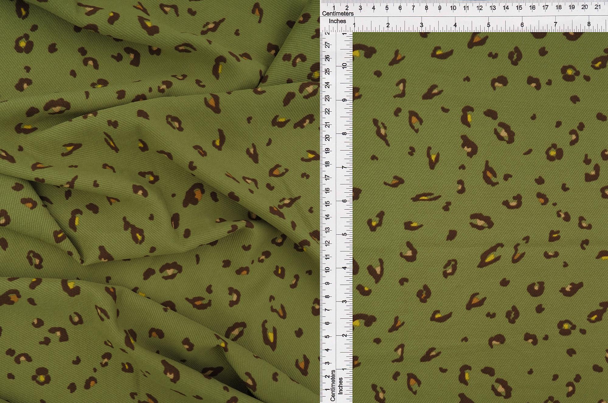 POP4435-MS10516 OLIVE ANIMAL BLOUSE BODYSUIT BOTTOMS BROWN CAMI DRESS GOLD GREEN LEOPARD PANTS POLYESTER PRINT SKIRTS SPANDEX T-SHIRT TOPS TWILL WOVEN