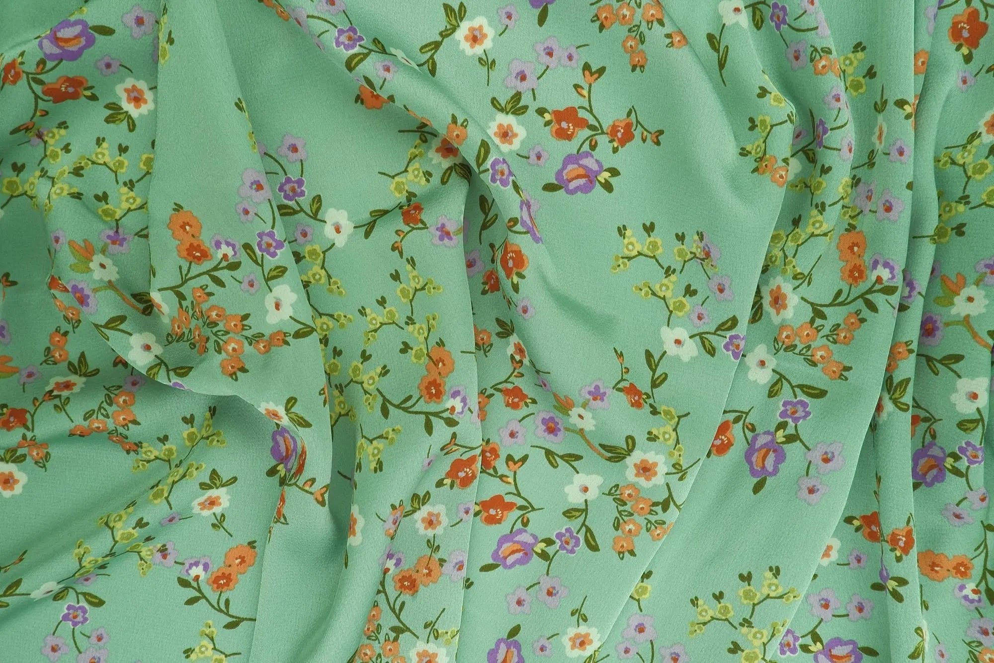 POP4427-MS10617 SAGE FLOWER BLOUSE BOTTOMS CAMI DITSY DRESS FLORAL PANTS POLYESTER PRINT SATIN SKIRTS SPANDEX TOPS WOVEN