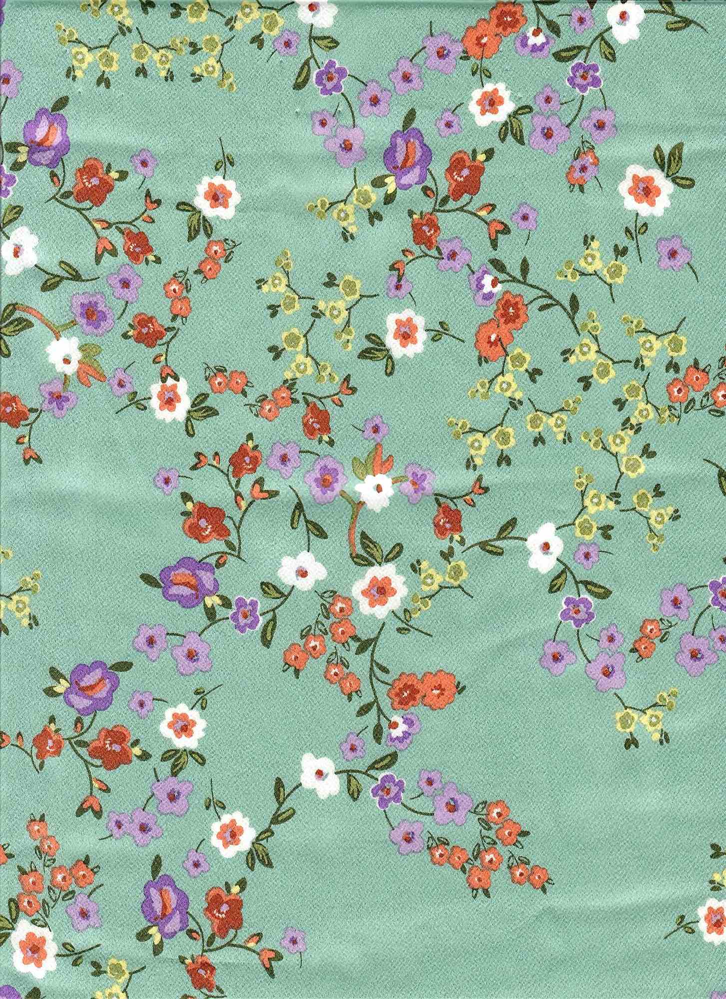 POP4427-MS10617 SAGE FLOWER BLOUSE BOTTOMS CAMI DITSY DRESS FLORAL PANTS POLYESTER PRINT SATIN SKIRTS SPANDEX TOPS WOVEN