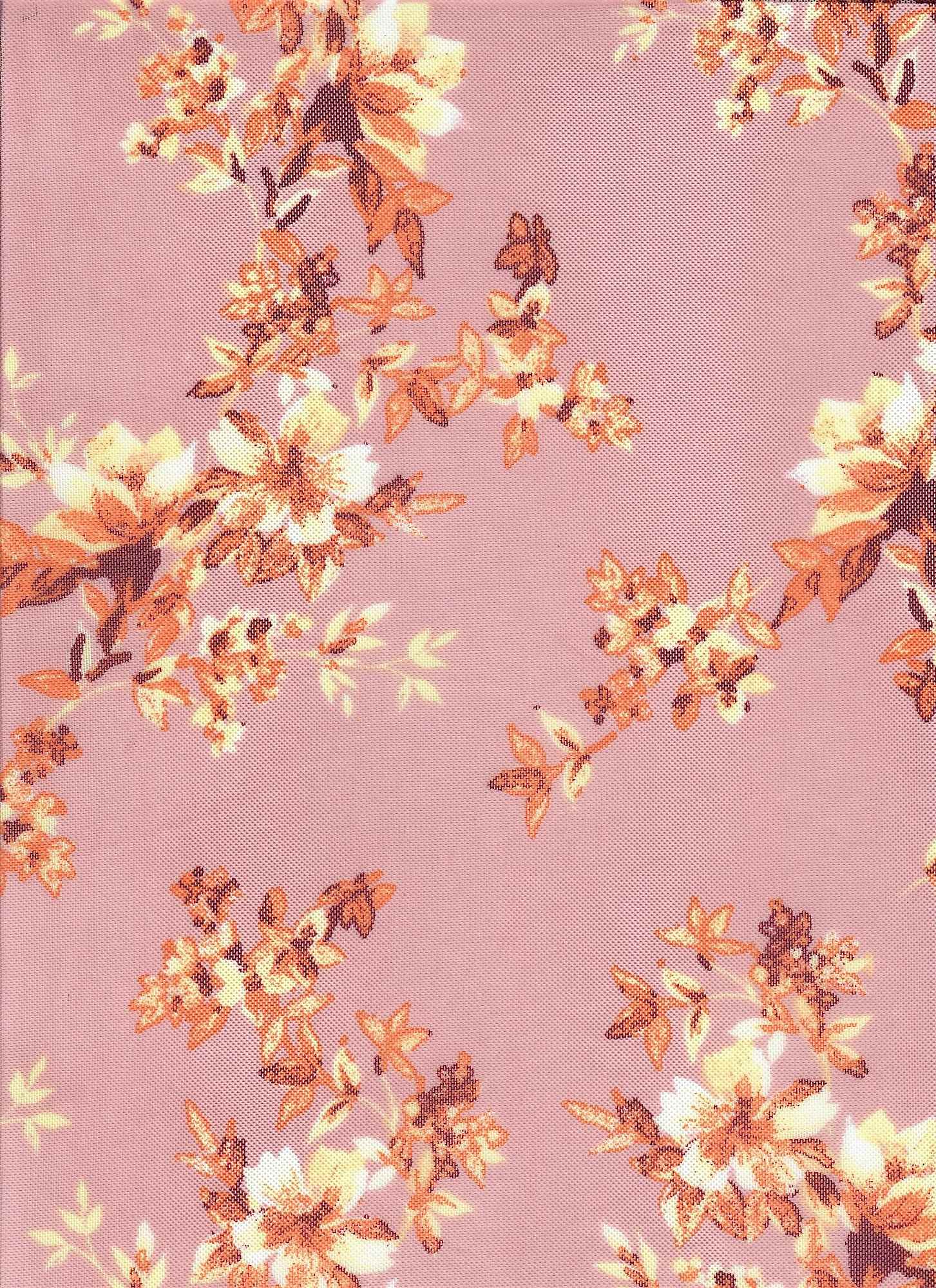 MESH-MS10014 ROSE DUSTY BLOUSE BODYSUIT CAMI FLOCKING FLORAL FLOWER LOUNGEWEAR MESH POLYESTER PRINT SPANDEX STRETCH TOPS TUNICS