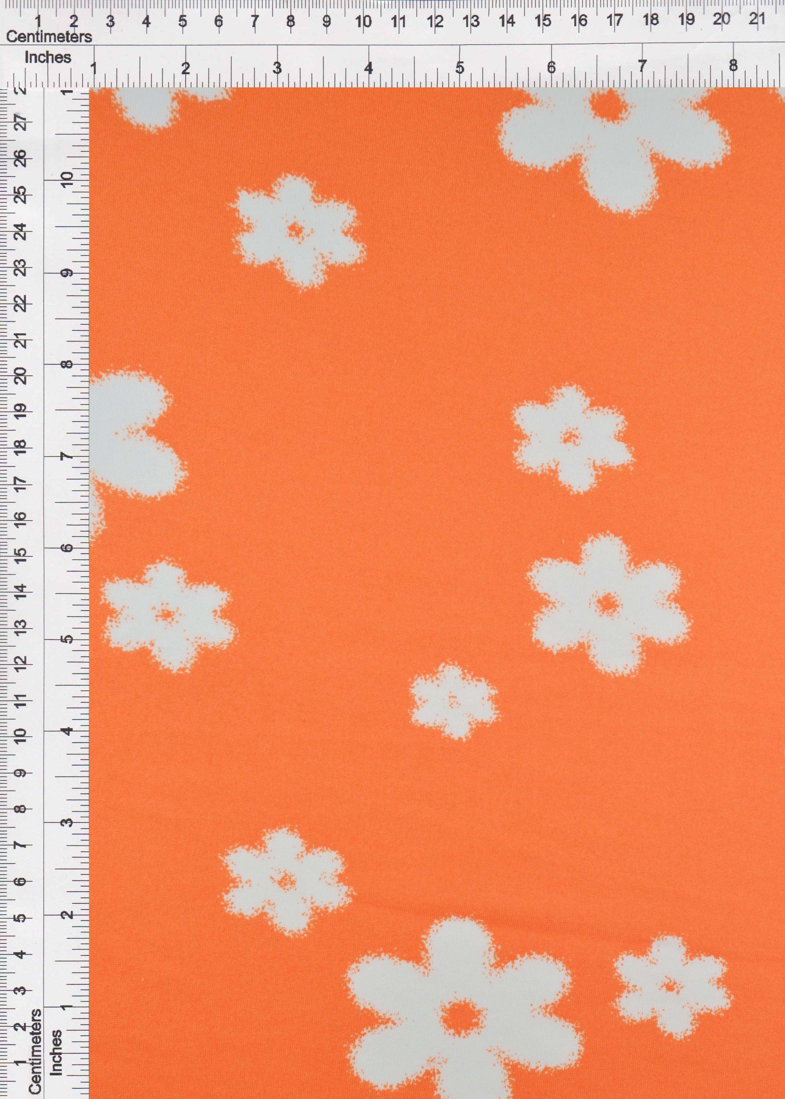 KNT2100-MS10050 ORANGE LT FLOWER ACTIVEWEAR BIKER SHORTS BLOUSE BODYSUIT BOTTOMS CAMI DRESS DTY BRUSHED FLORAL KNIT LOUNGEWEAR ORANGE PANTS POLYESTER PRINT SKIRTS SPANDEX STRETCH T-SHIRT TOPS TUNICS WHITE