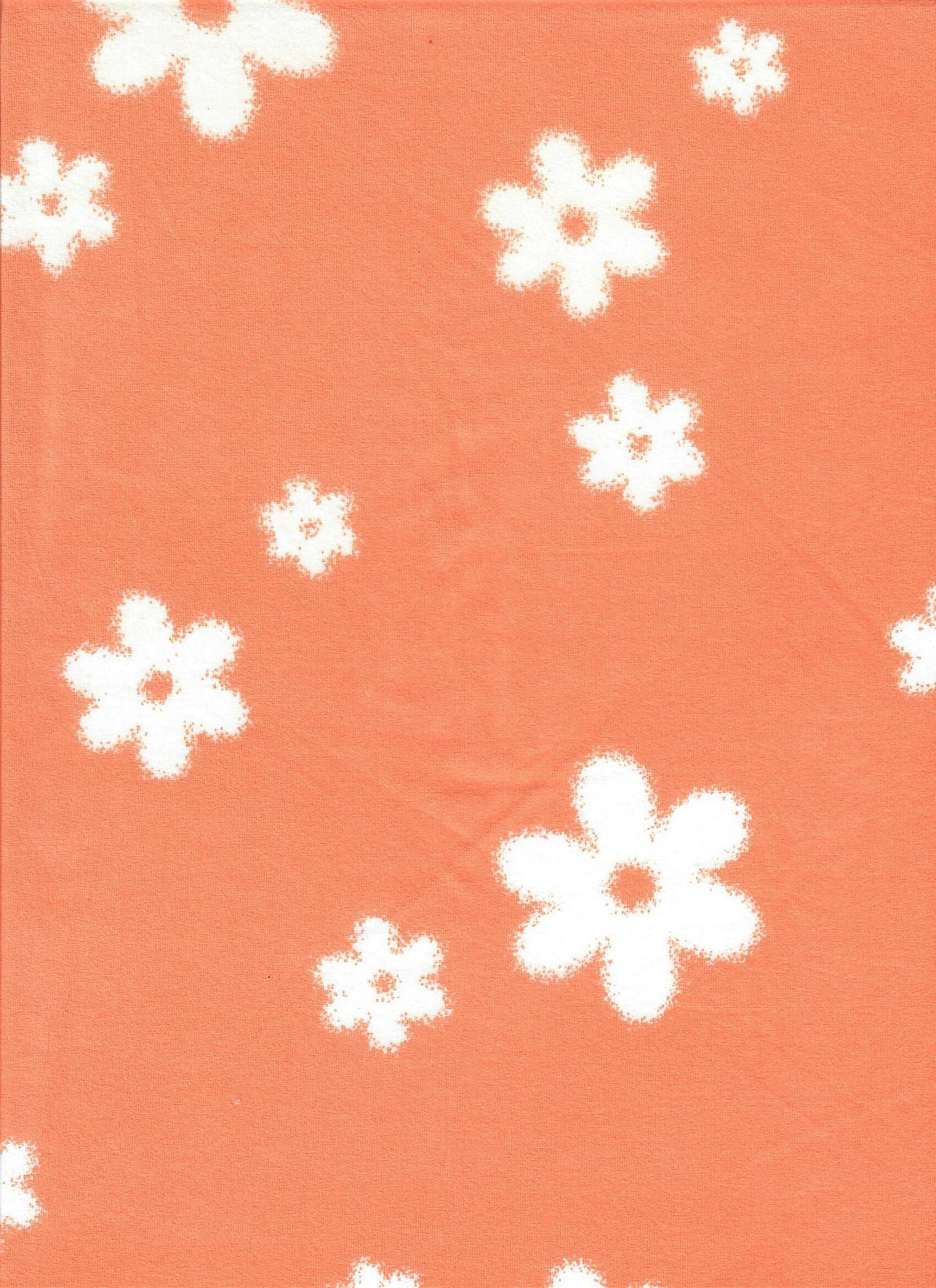KNT2100-MS10050 ORANGE LT FLOWER ACTIVEWEAR BIKER SHORTS BLOUSE BODYSUIT BOTTOMS CAMI DRESS DTY BRUSHED FLORAL KNIT LOUNGEWEAR ORANGE PANTS POLYESTER PRINT SKIRTS SPANDEX STRETCH T-SHIRT TOPS TUNICS WHITE