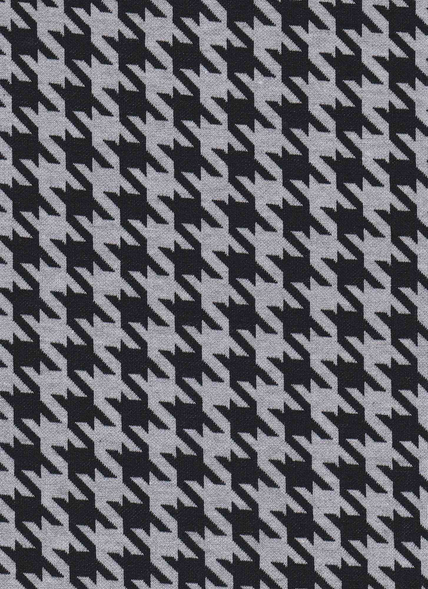 KNT4142 WHITE/BLACK BODYSUIT DRESS HERRINGBONE HOUNDSTOOTH JACQUARD KNIT PANTS POLYESTER SKIRTS SOLID-B SPANDEX STRETCH TUNICS YARN DYED