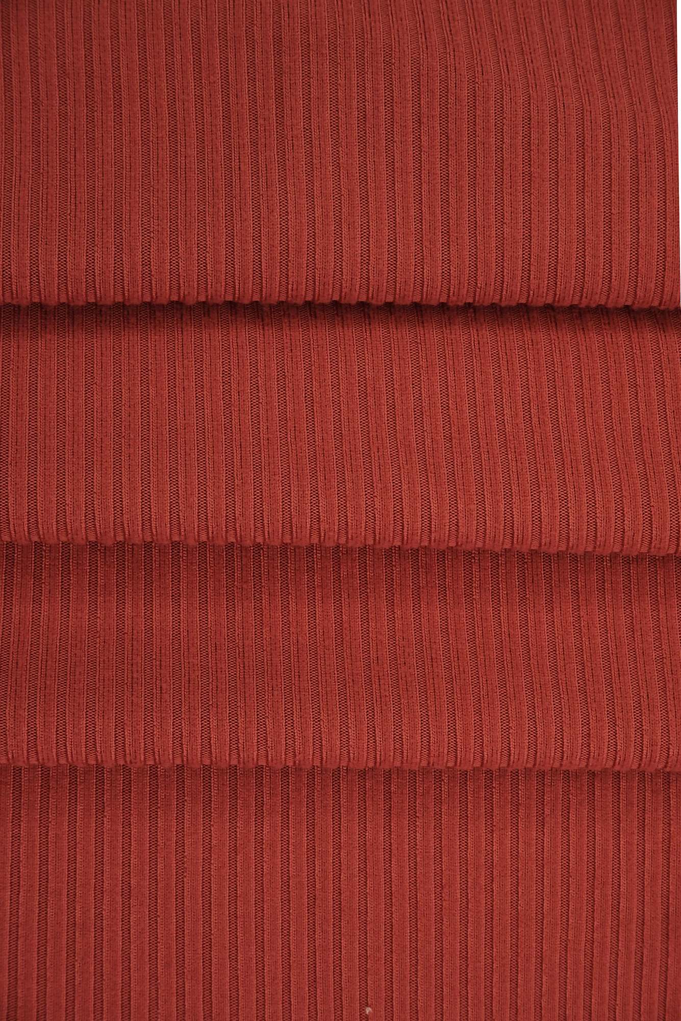 KNT4151 TERRACOTTA BODYSUIT BOTTOMS CAMI DRESS KNIT NO-PRINT POLYESTER RIB 4X2 RUST SKIRTS SOLID-B SPANDEX STRETCH TOPS YUMMY